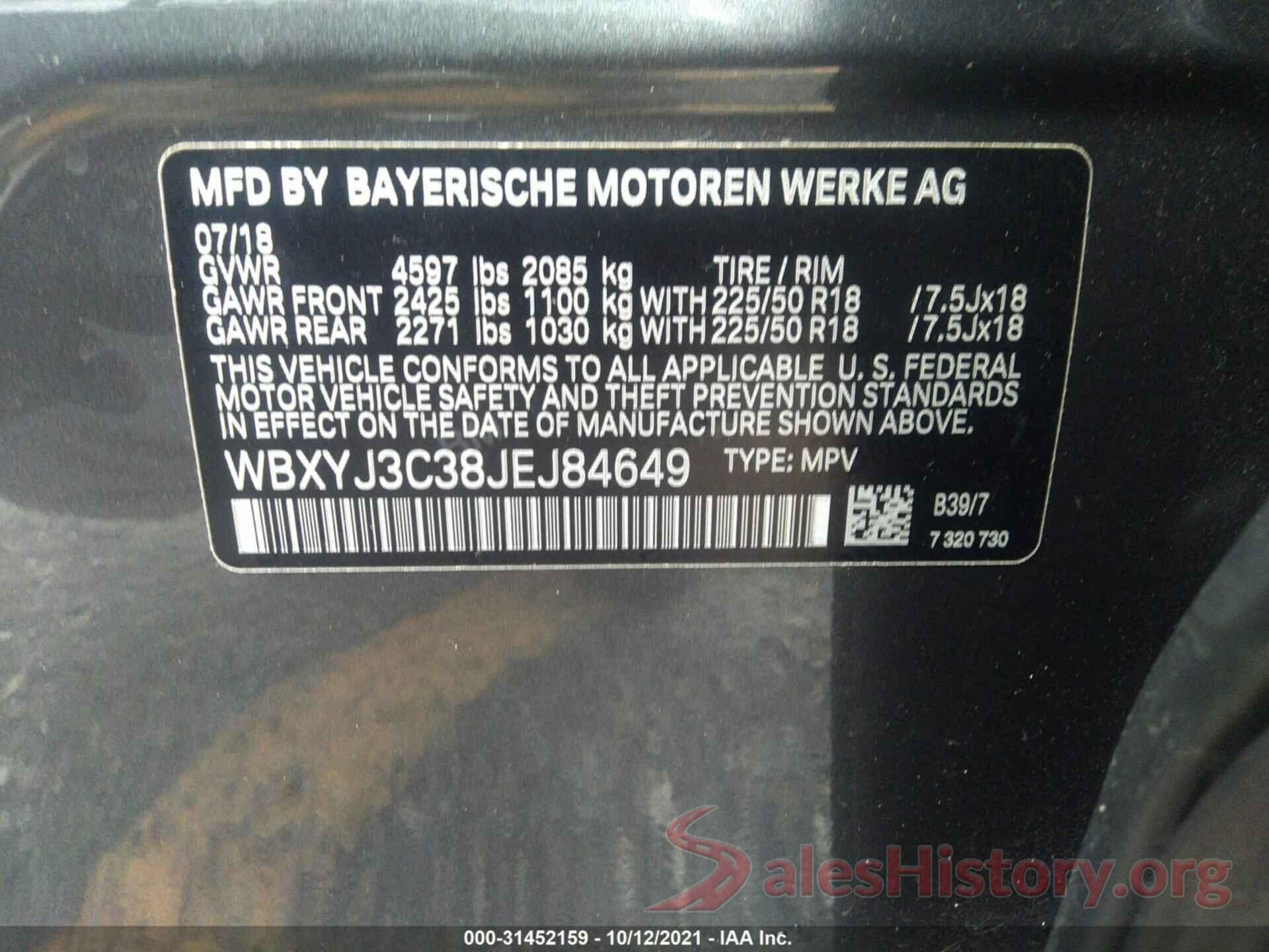 WBXYJ3C38JEJ84649 2018 BMW X2