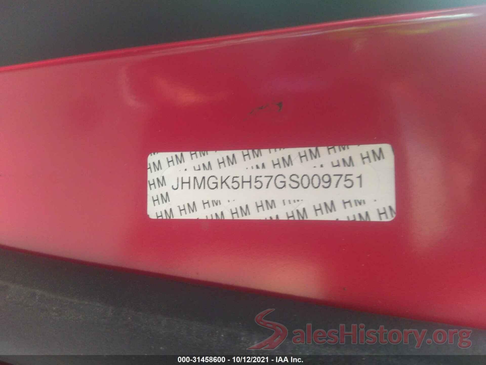 JHMGK5H57GS009751 2016 HONDA FIT