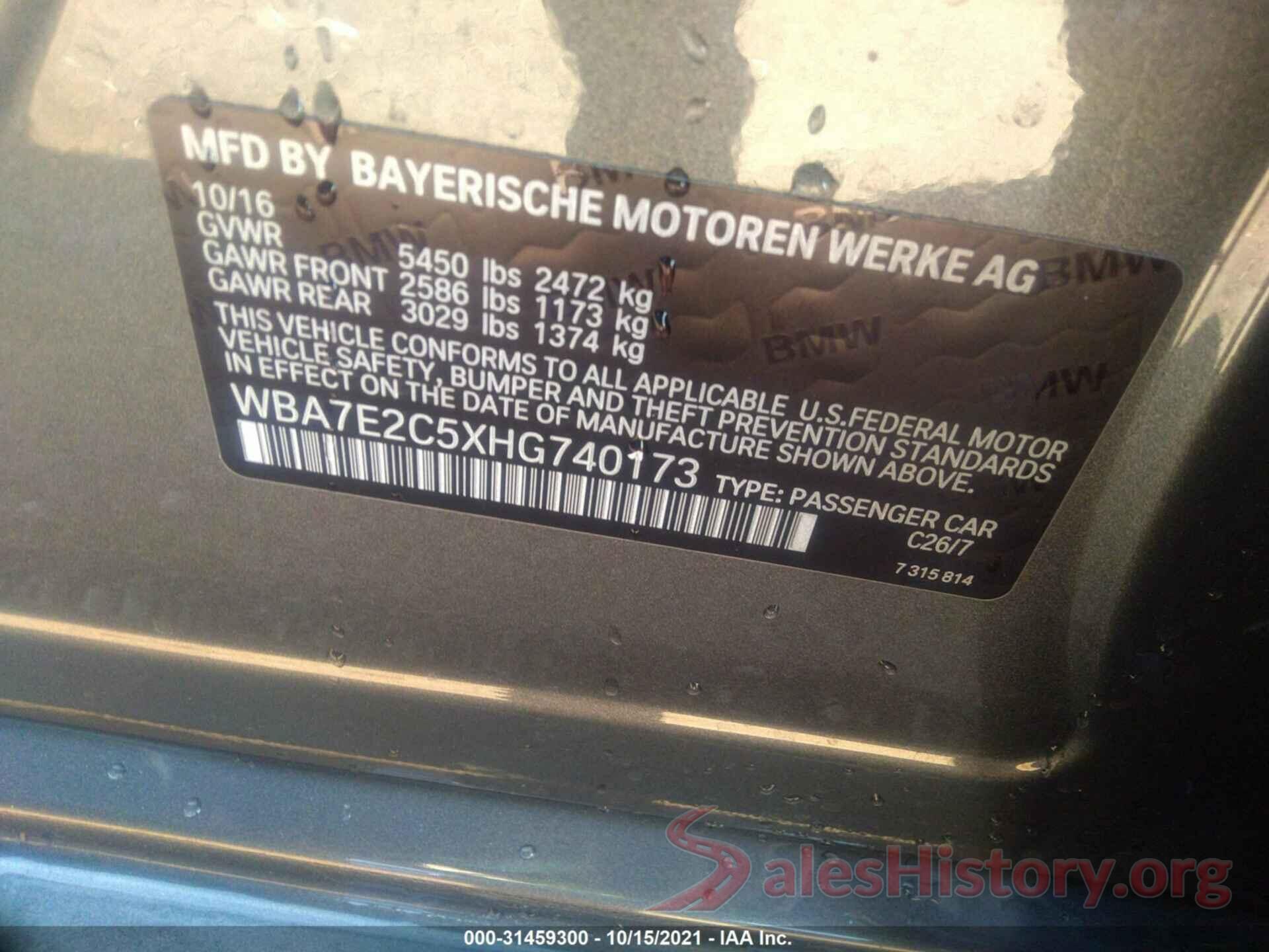 WBA7E2C5XHG740173 2017 BMW 7 SERIES