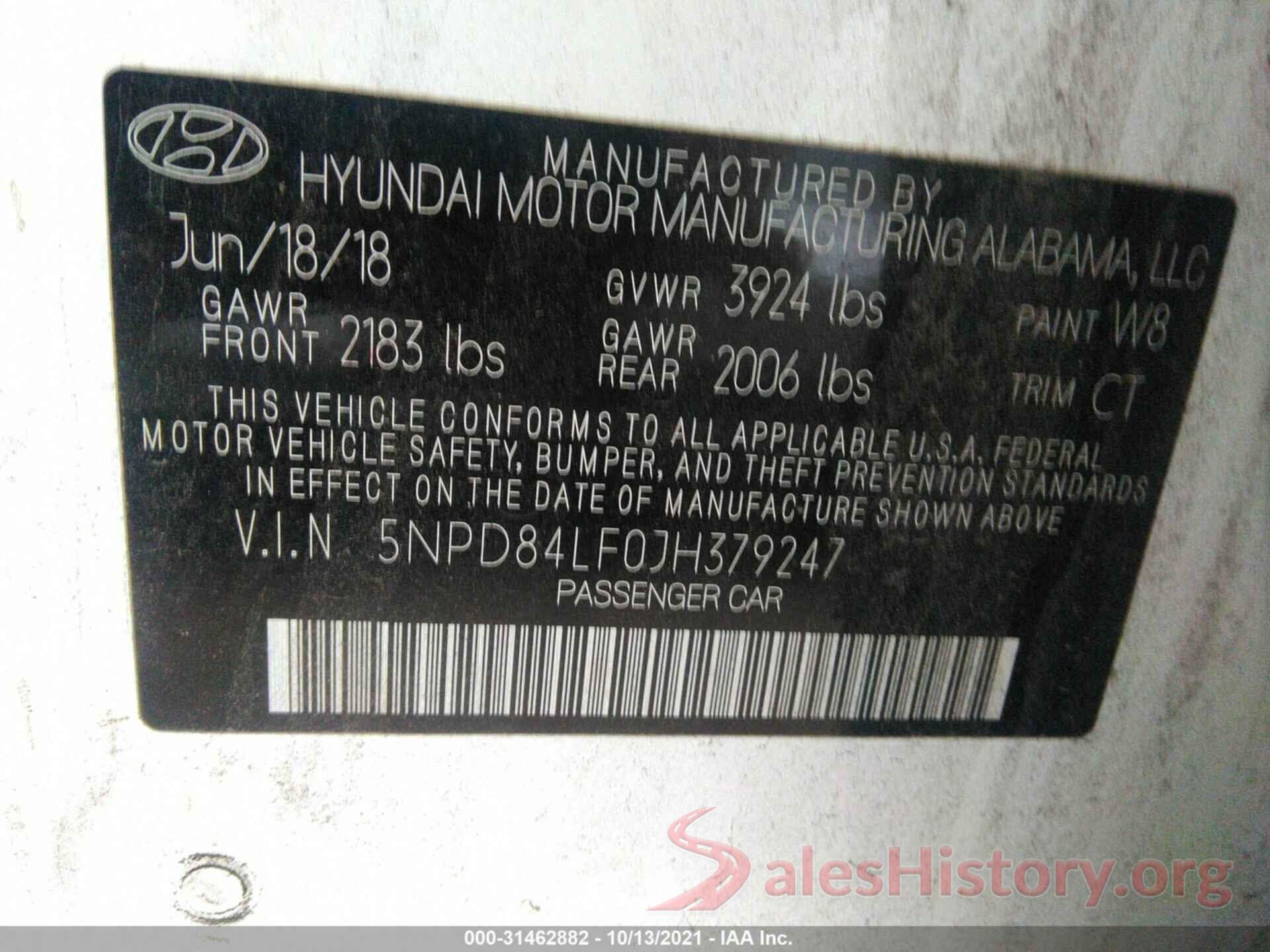 5NPD84LF0JH379247 2018 HYUNDAI ELANTRA