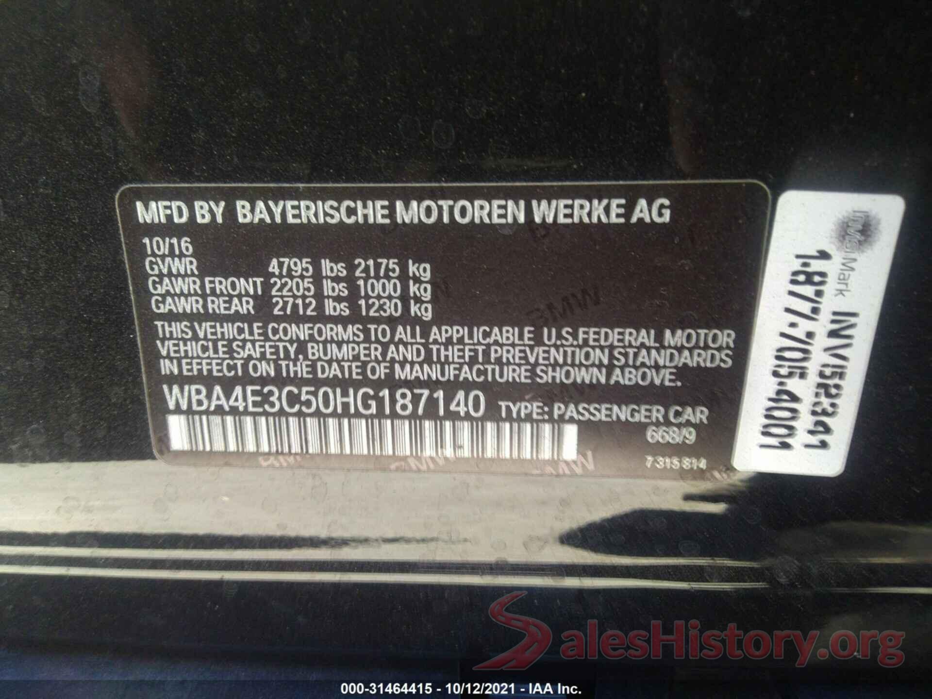 WBA4E3C50HG187140 2017 BMW 4 SERIES