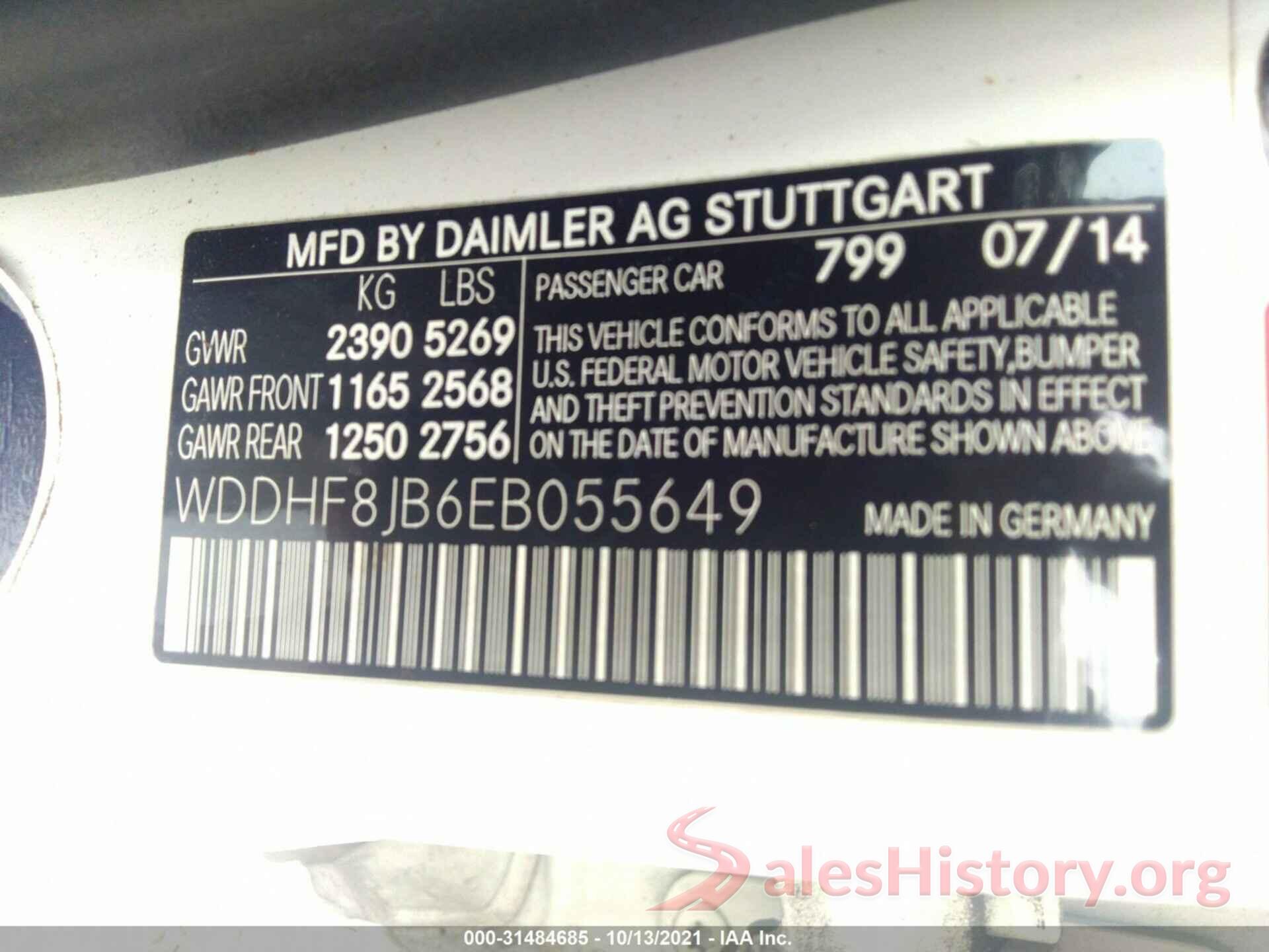 WDDHF8JB6EB055649 2014 MERCEDES-BENZ E-CLASS