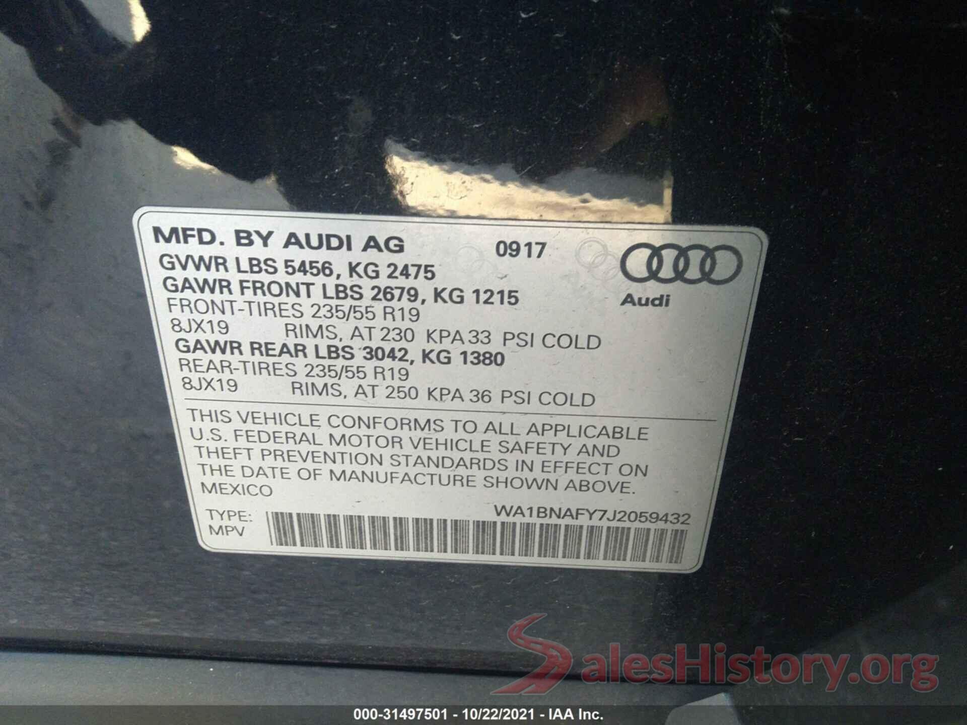 WA1BNAFY7J2059432 2018 AUDI Q5