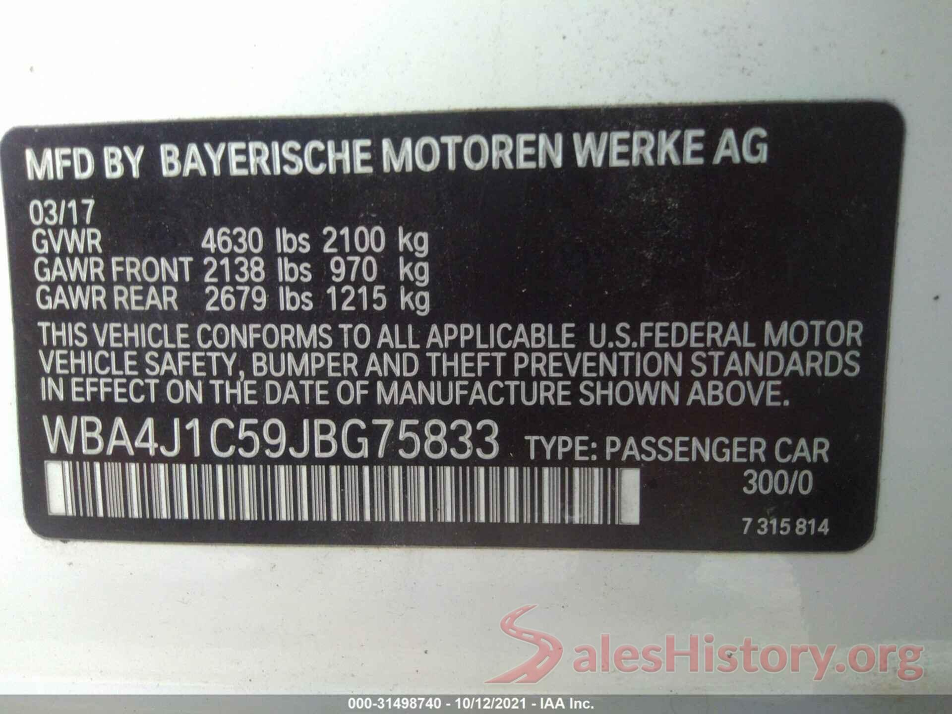 WBA4J1C59JBG75833 2018 BMW 4 SERIES