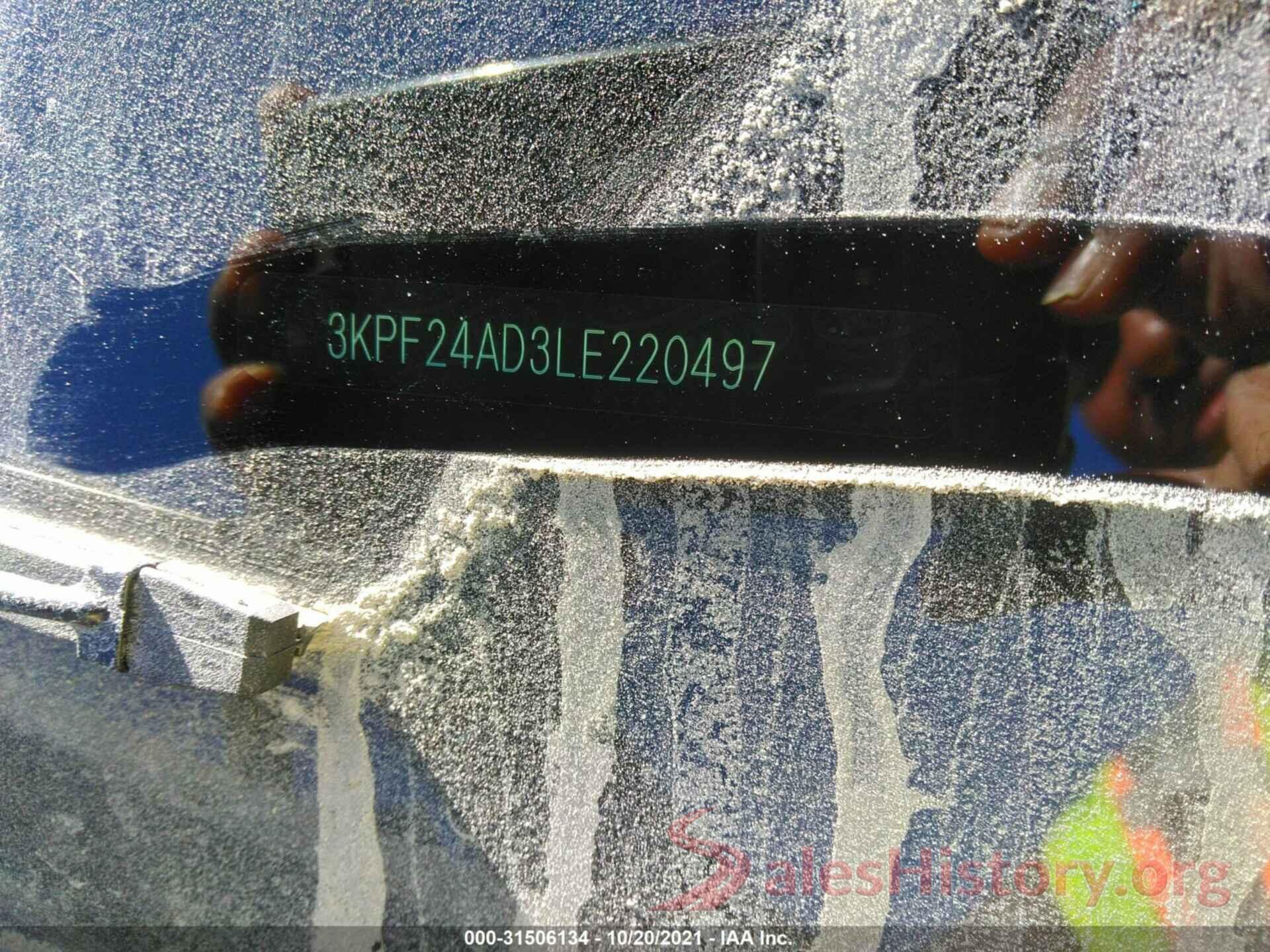 3KPF24AD3LE220497 2020 KIA FORTE