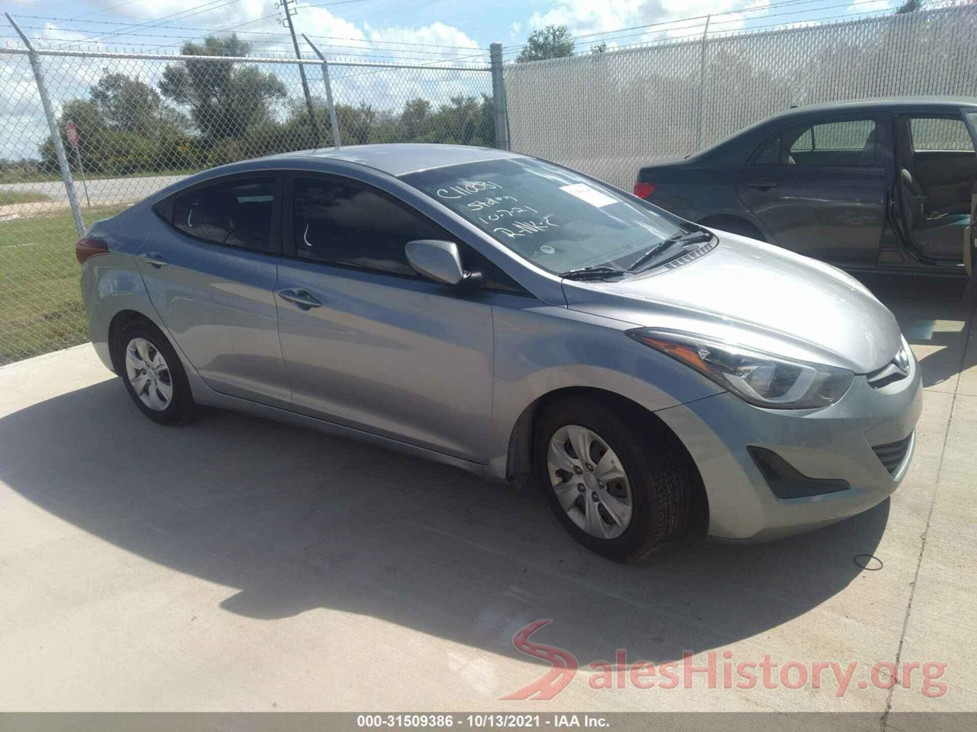 5NPDH4AE0GH690325 2016 HYUNDAI ELANTRA