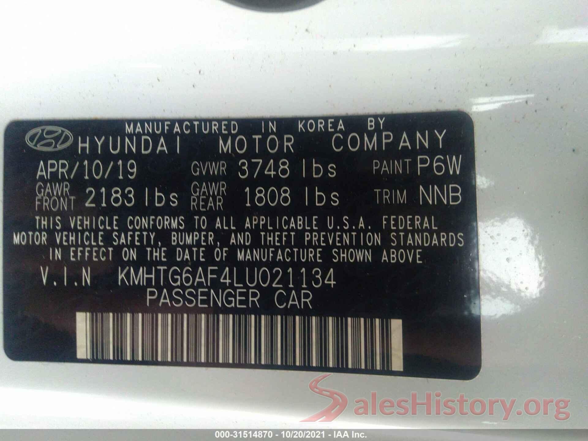 KMHTG6AF4LU021134 2020 HYUNDAI VELOSTER