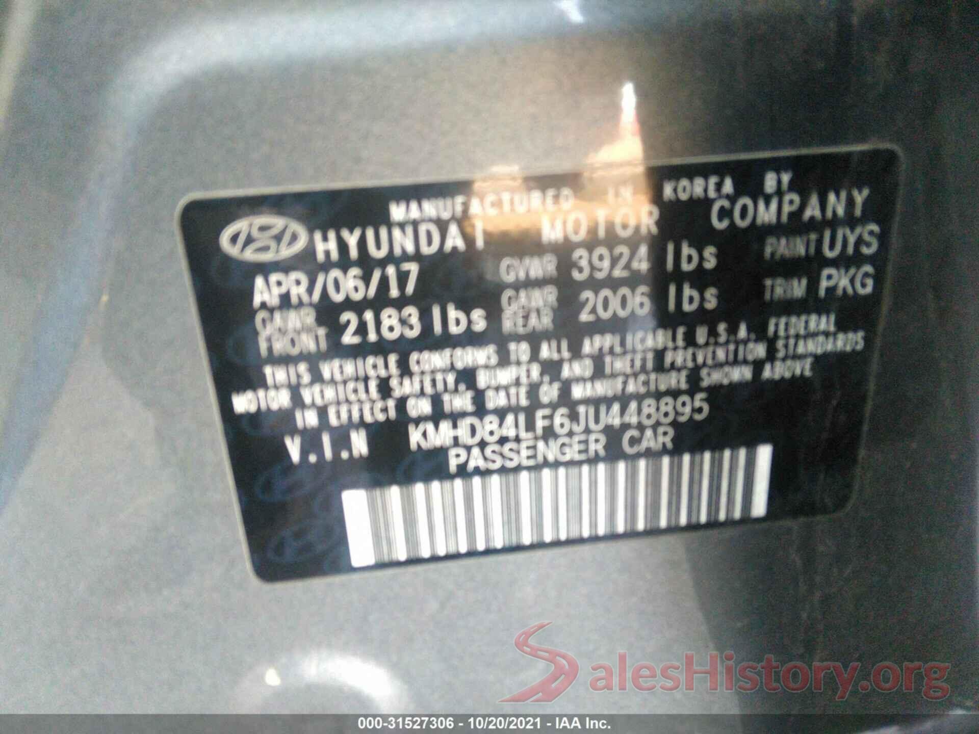 KMHD84LF6JU448895 2018 HYUNDAI ELANTRA