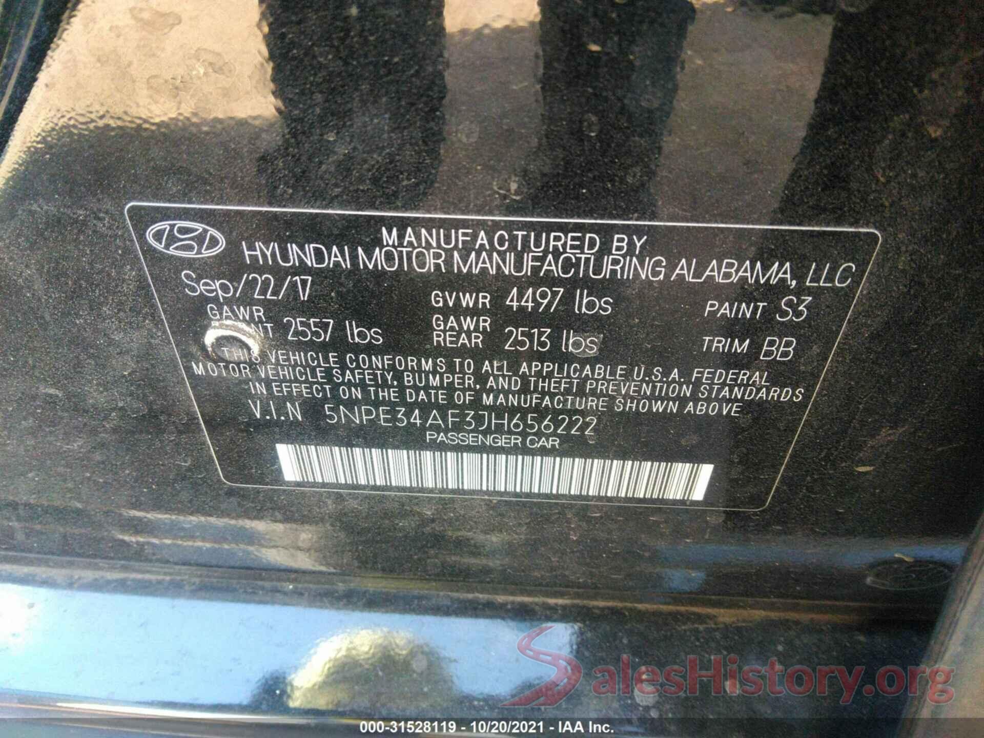 5NPE34AF3JH656222 2018 HYUNDAI SONATA