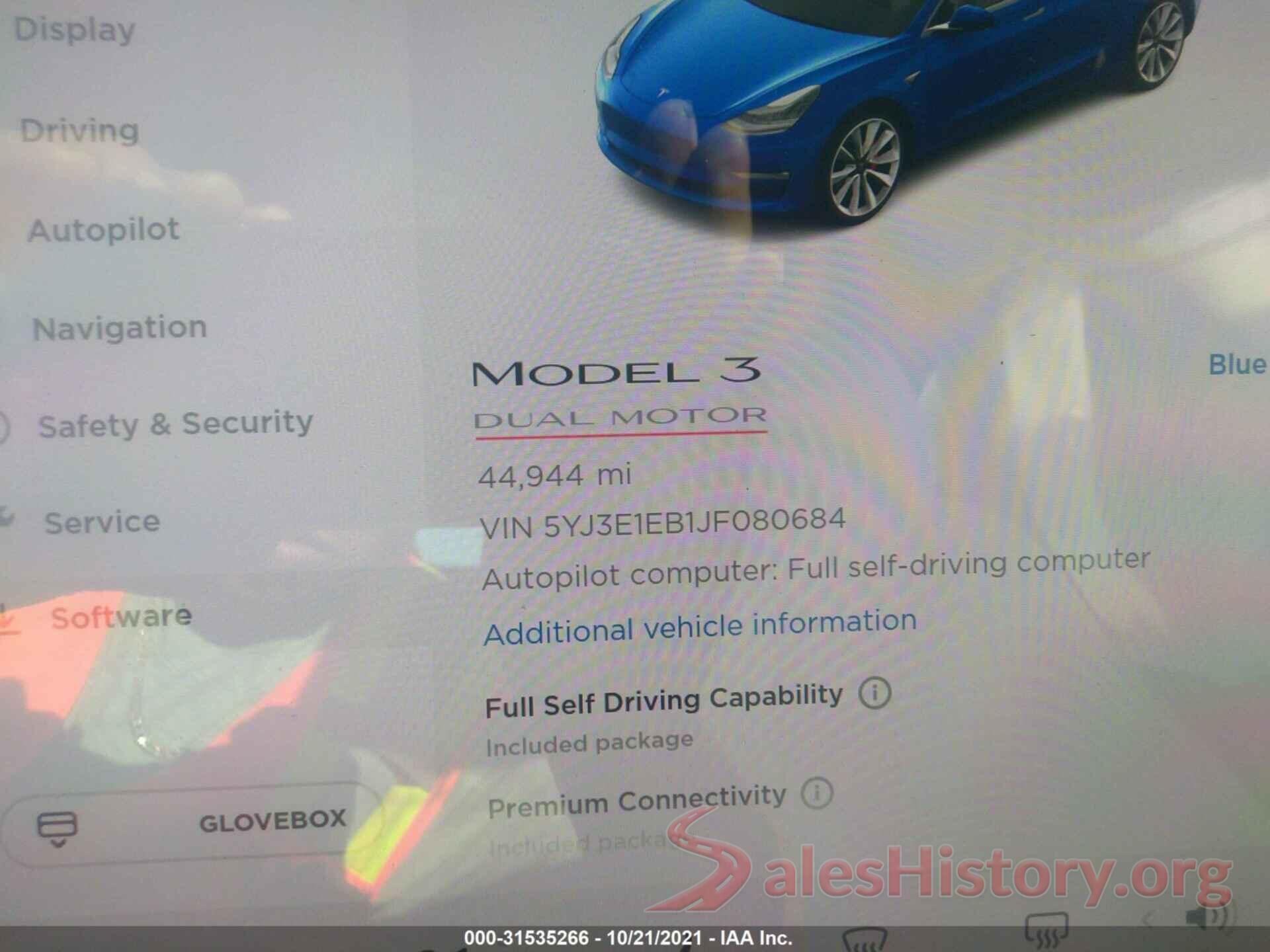 5YJ3E1EB1JF080684 2018 TESLA MODEL 3