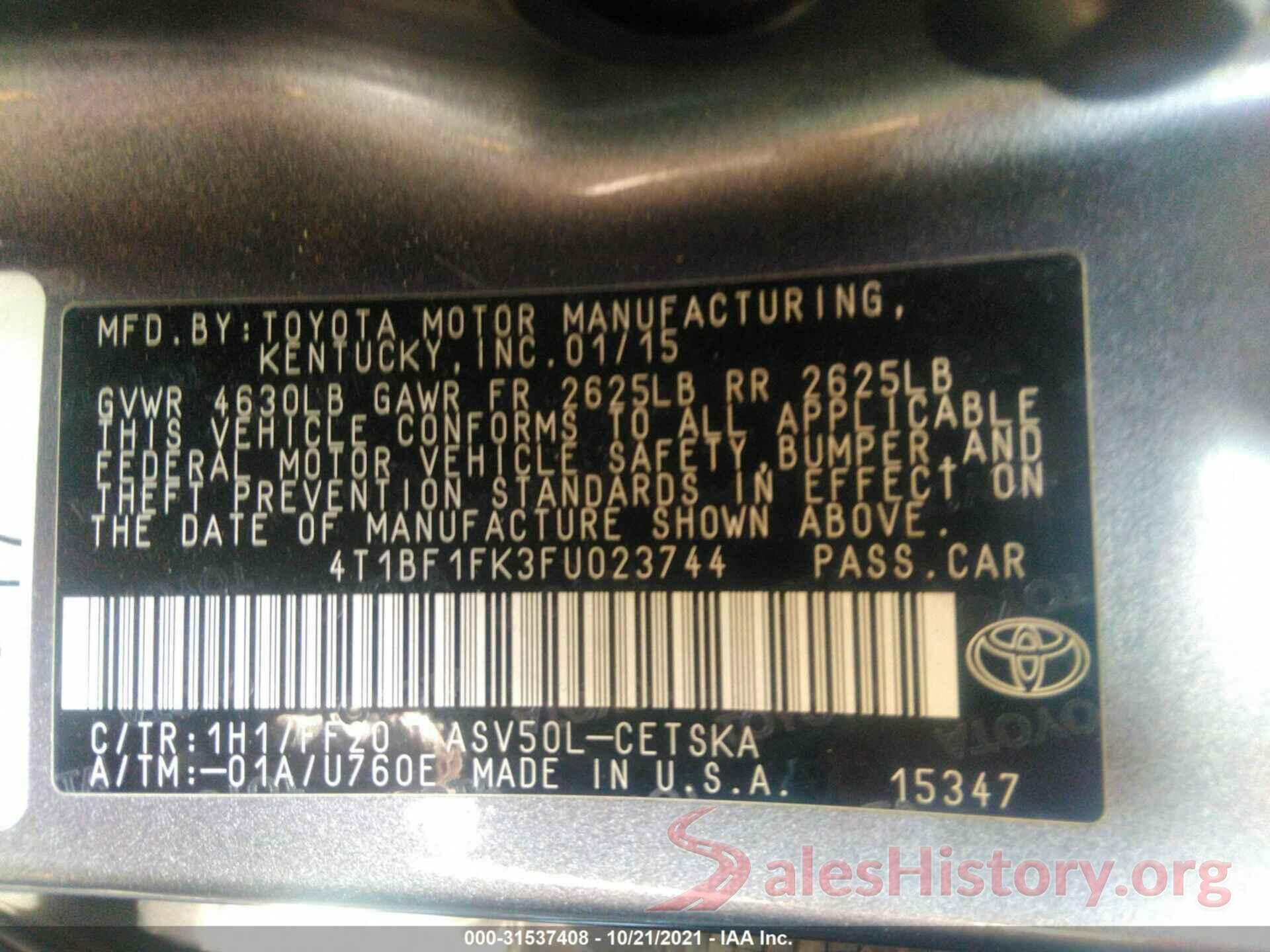 4T1BF1FK3FU023744 2015 TOYOTA CAMRY