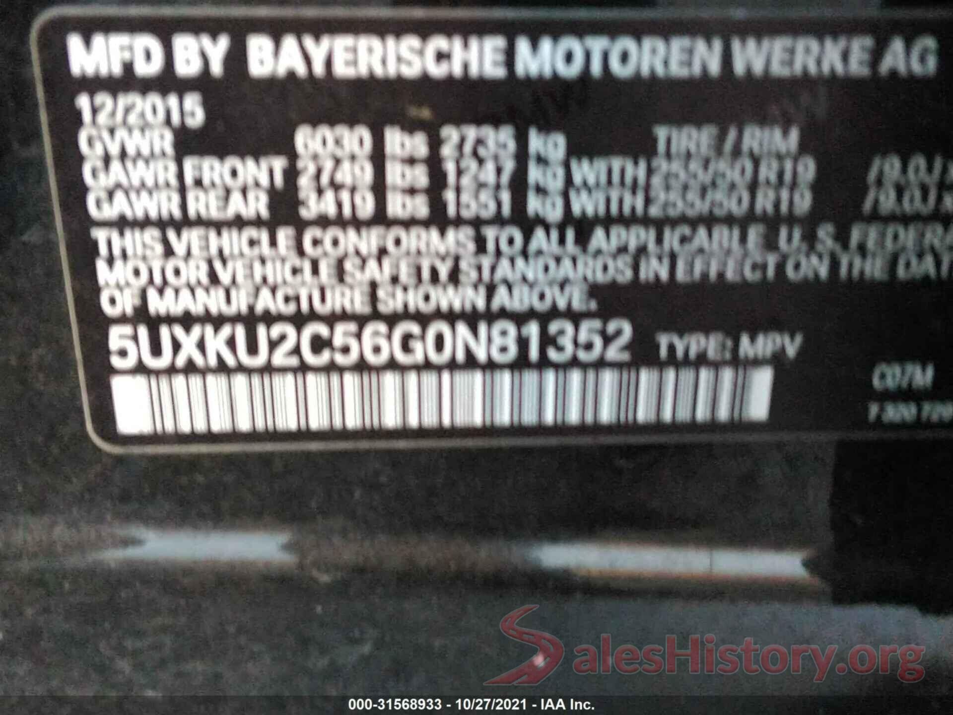 5UXKU2C56G0N81352 2016 BMW X6