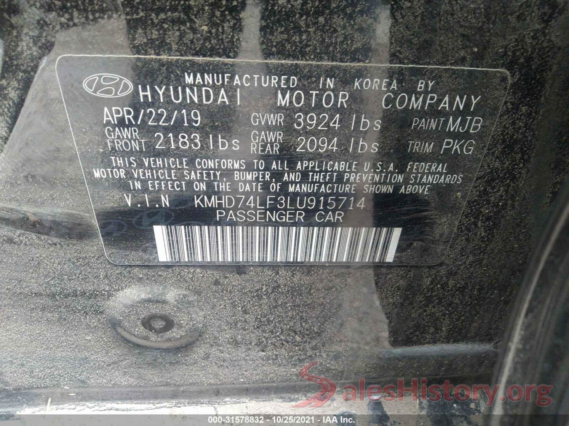 KMHD74LF3LU915714 2020 HYUNDAI ELANTRA