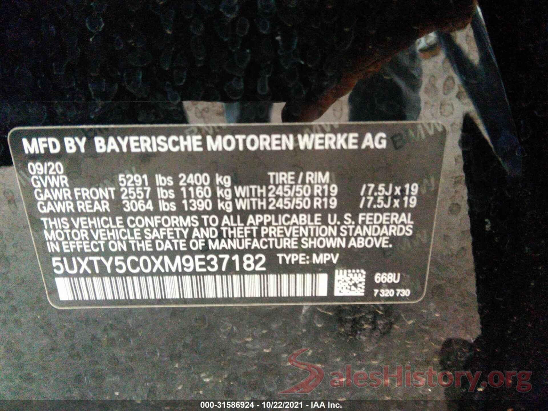 5UXTY5C0XM9E37182 2021 BMW X3