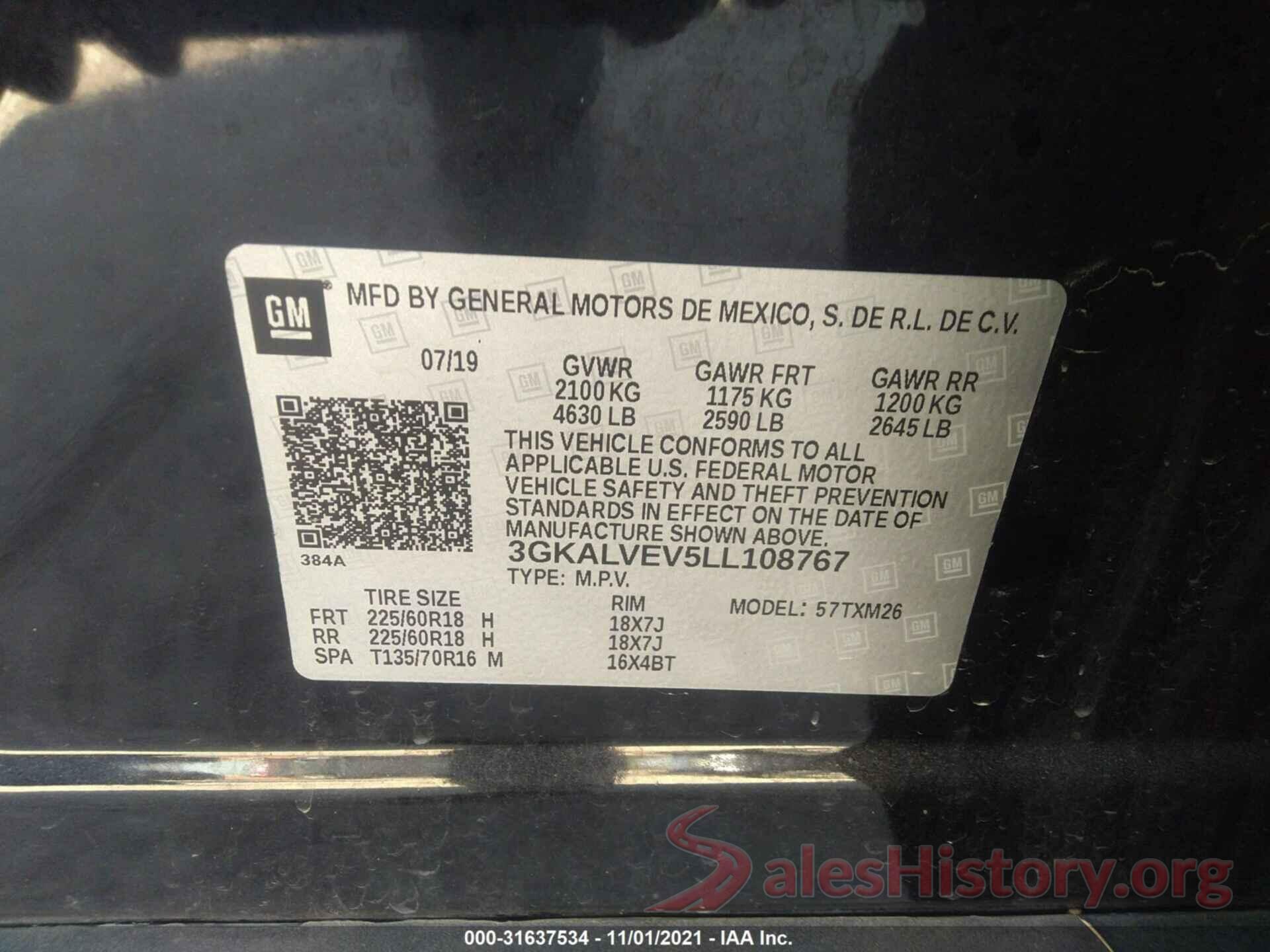 3GKALVEV5LL108767 2020 GMC TERRAIN