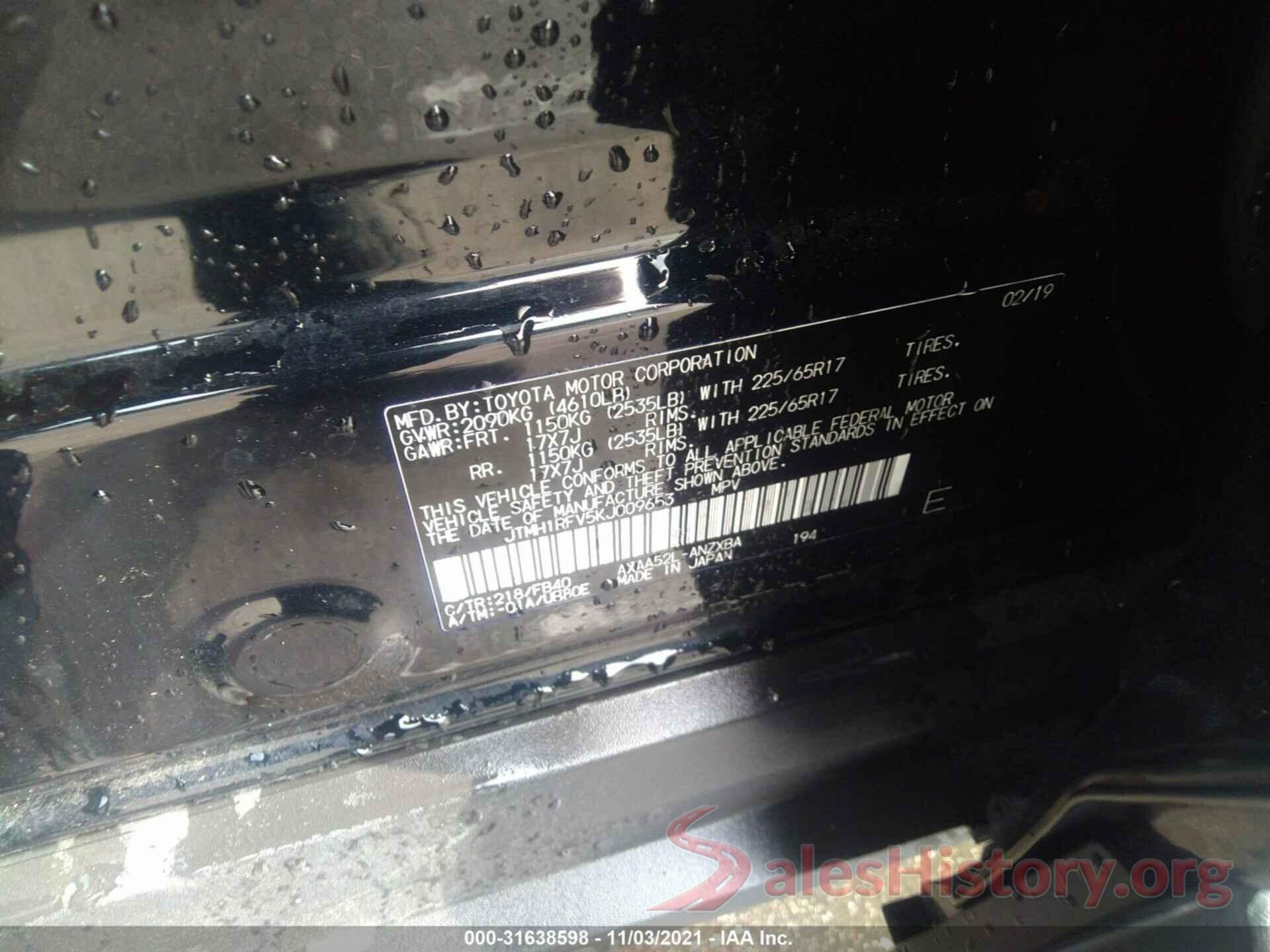 JTMH1RFV5KJ009653 2019 TOYOTA RAV4