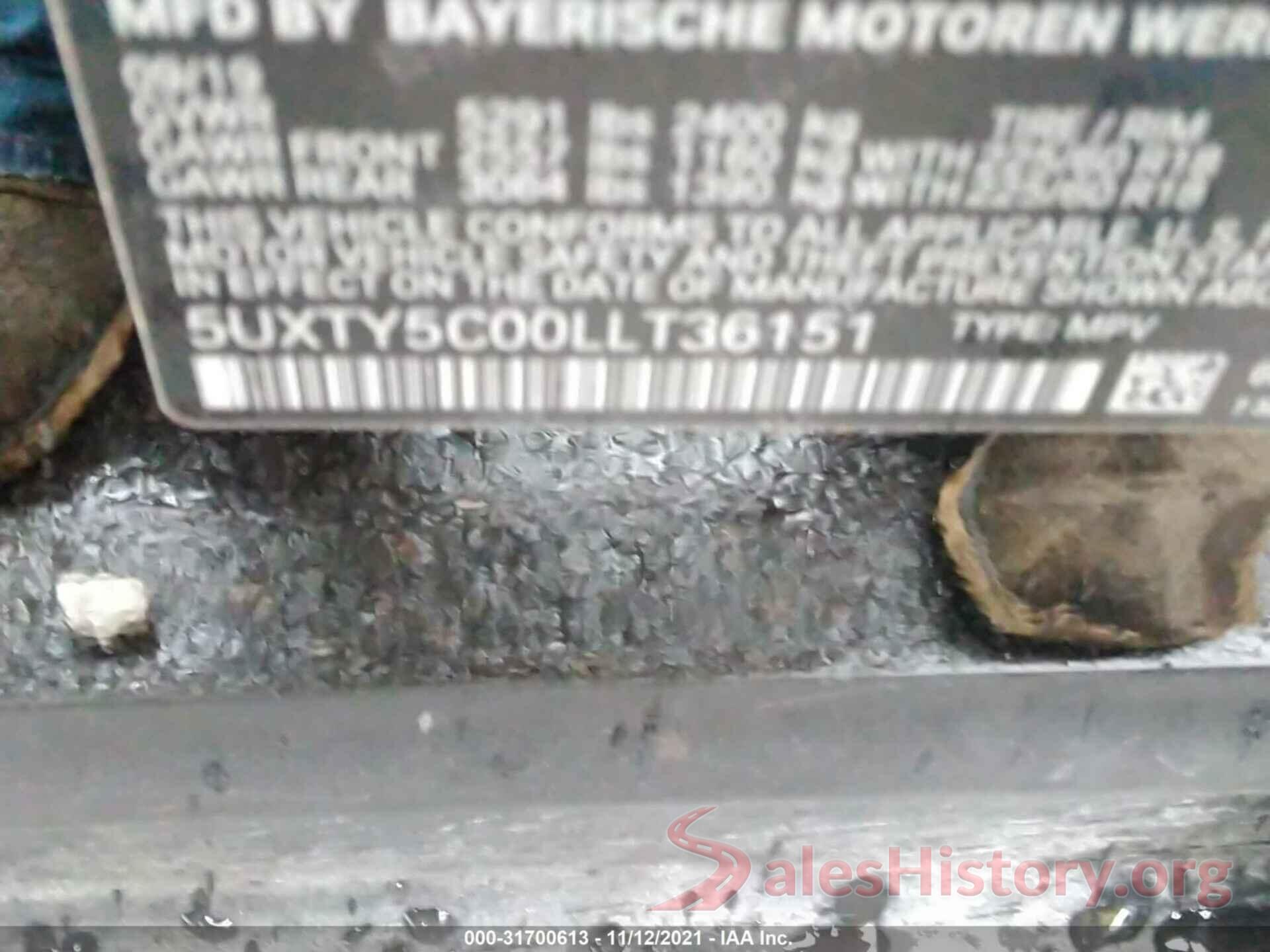 5UXTY5C00LLT36151 2020 BMW X3