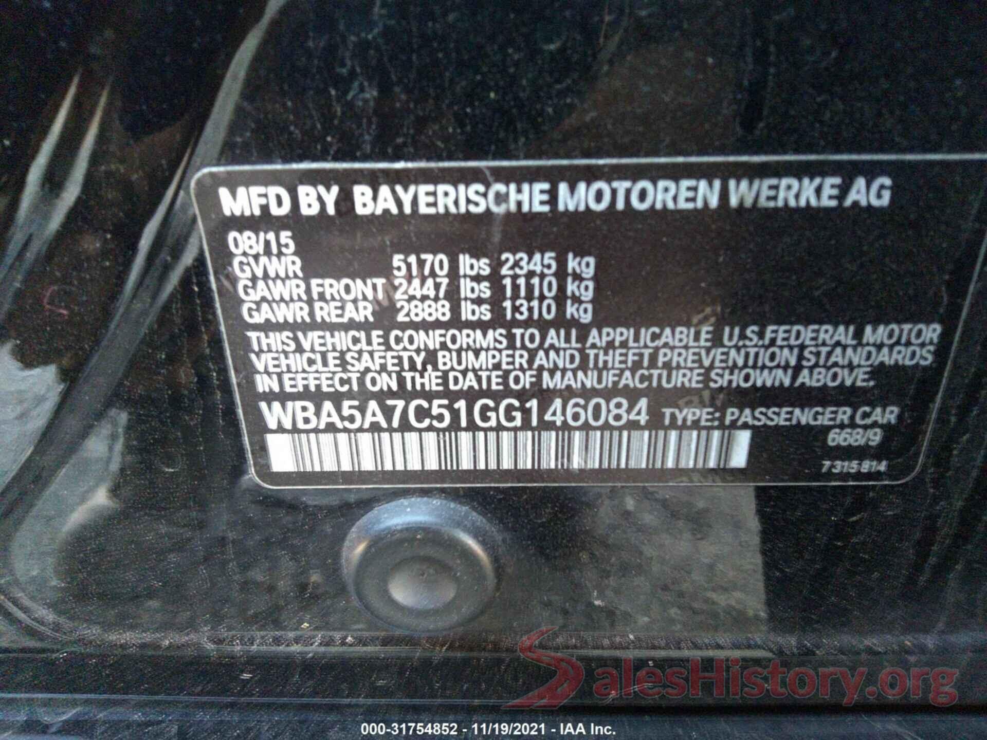 WBA5A7C51GG146084 2016 BMW 5 SERIES