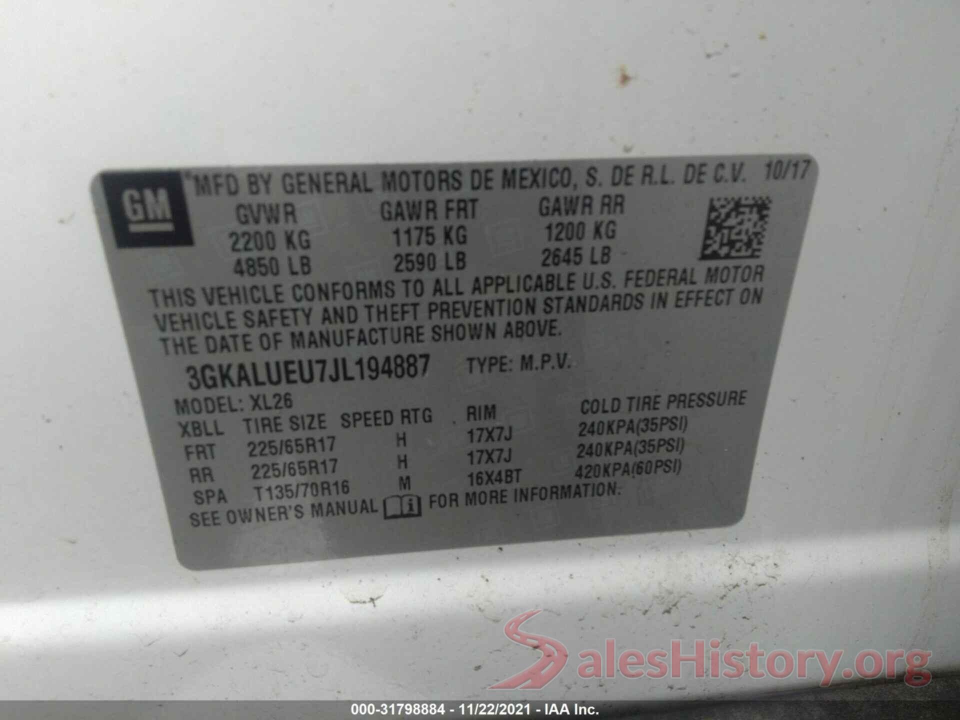 3GKALUEU7JL194887 2018 GMC TERRAIN