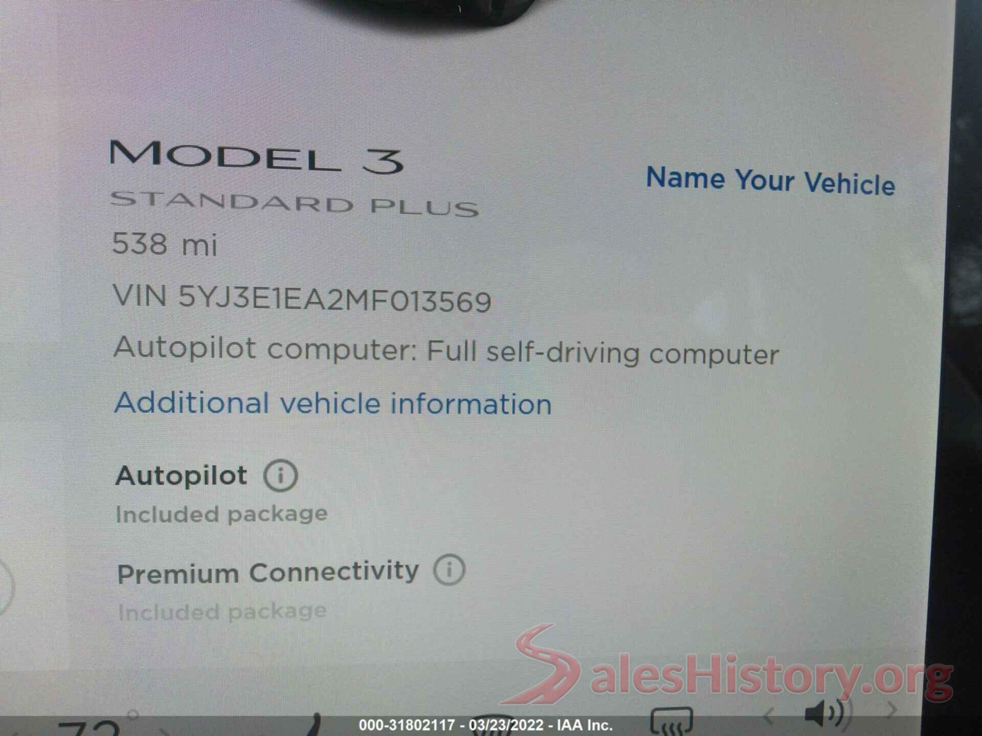 5YJ3E1EA2MF013569 2021 TESLA MODEL 3