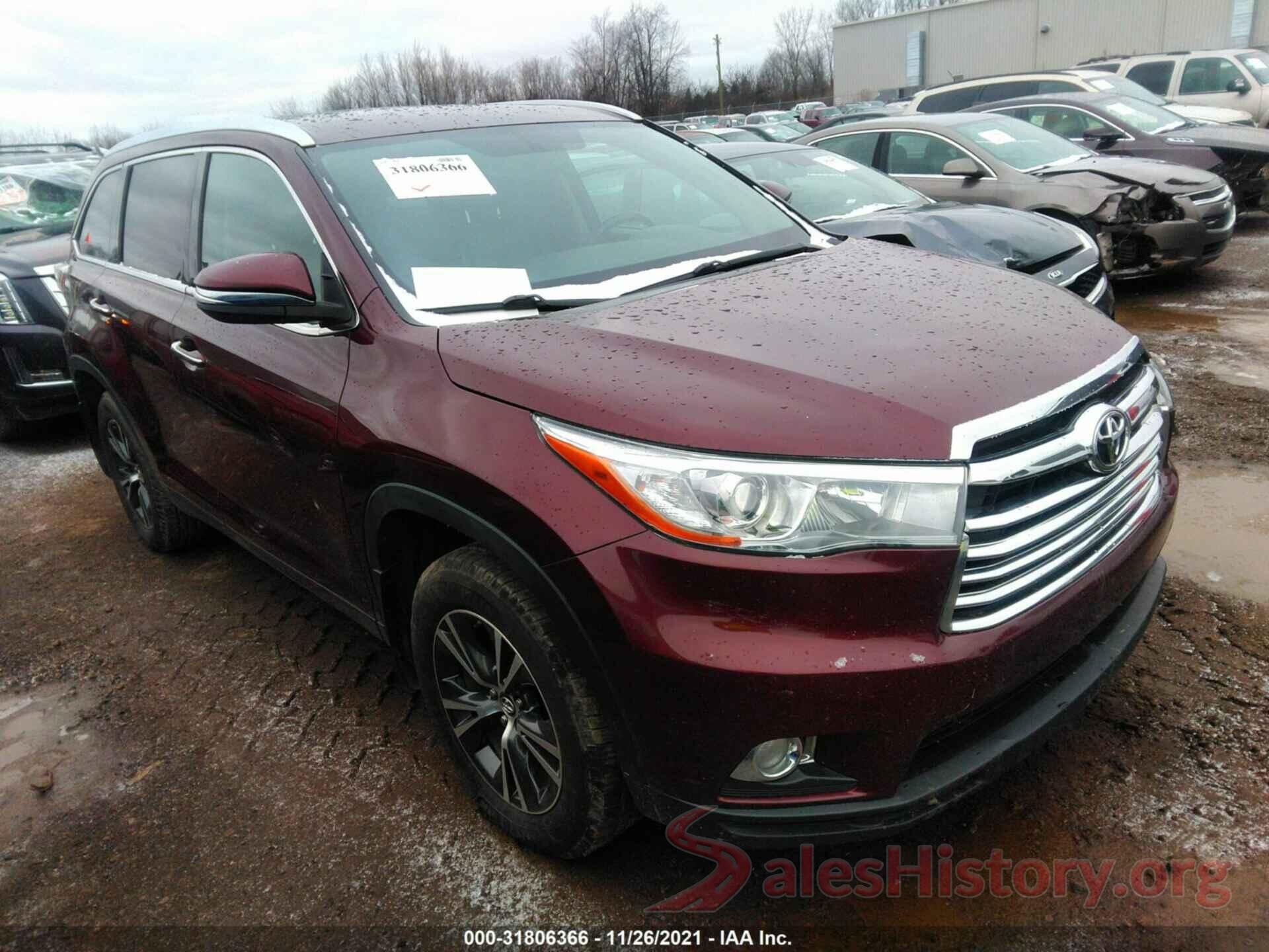 5TDJKRFH8GS343419 2016 TOYOTA HIGHLANDER