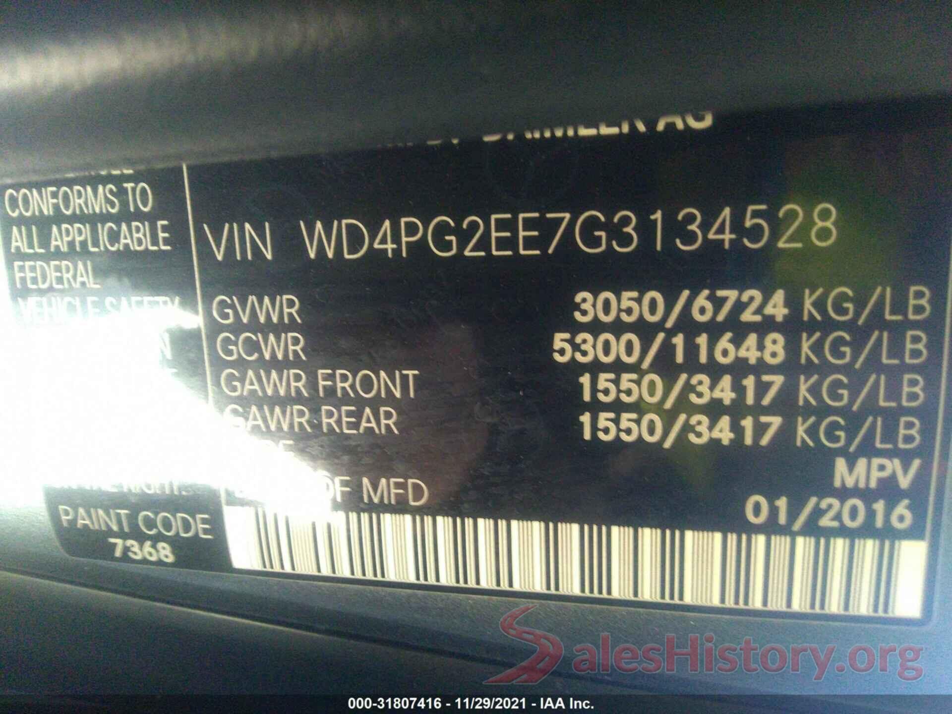 WD4PG2EE7G3134528 2016 MERCEDES-BENZ METRIS PASSENGER VAN