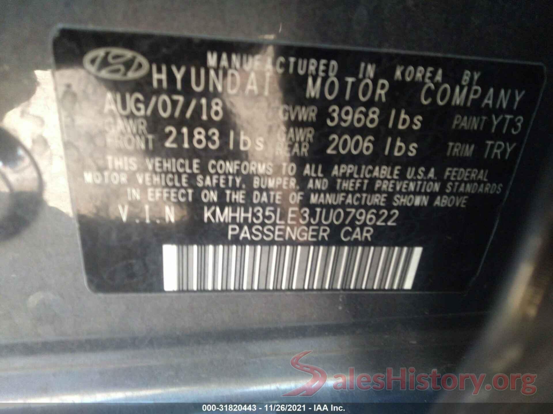 KMHH35LE3JU079622 2018 HYUNDAI ELANTRA GT