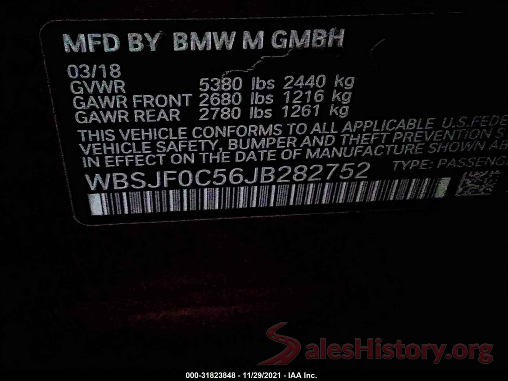 WBSJF0C56JB282752 2018 BMW M5
