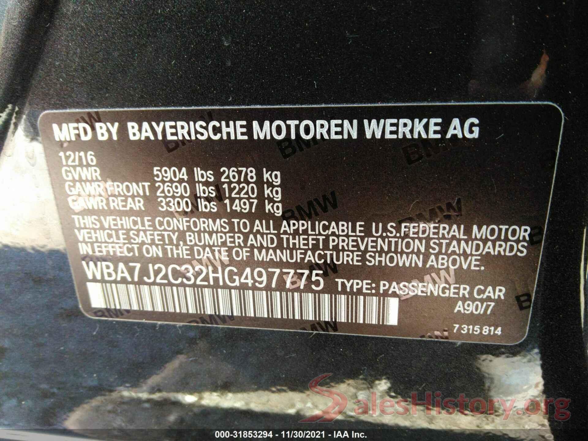 WBA7J2C32HG497775 2017 BMW 7 SERIES