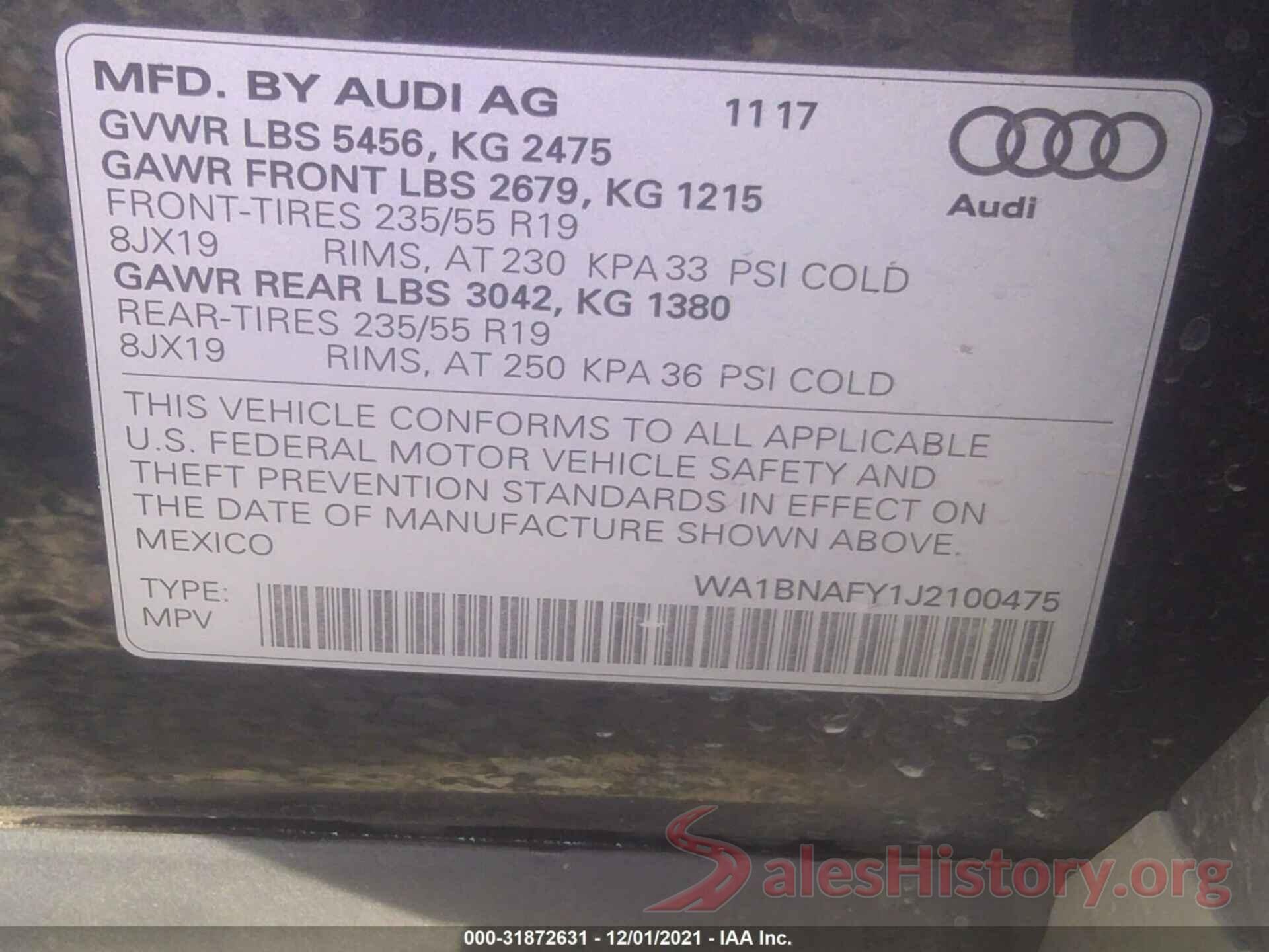 WA1BNAFY1J2100475 2018 AUDI Q5