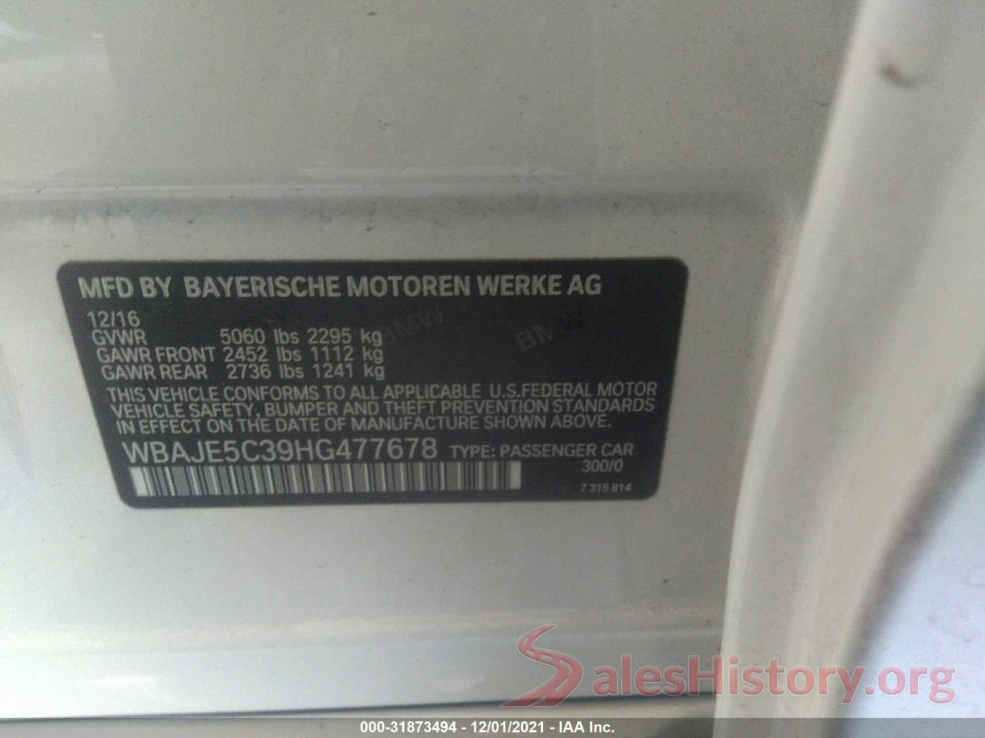 WBAJE5C39HG477678 2017 BMW 5 SERIES