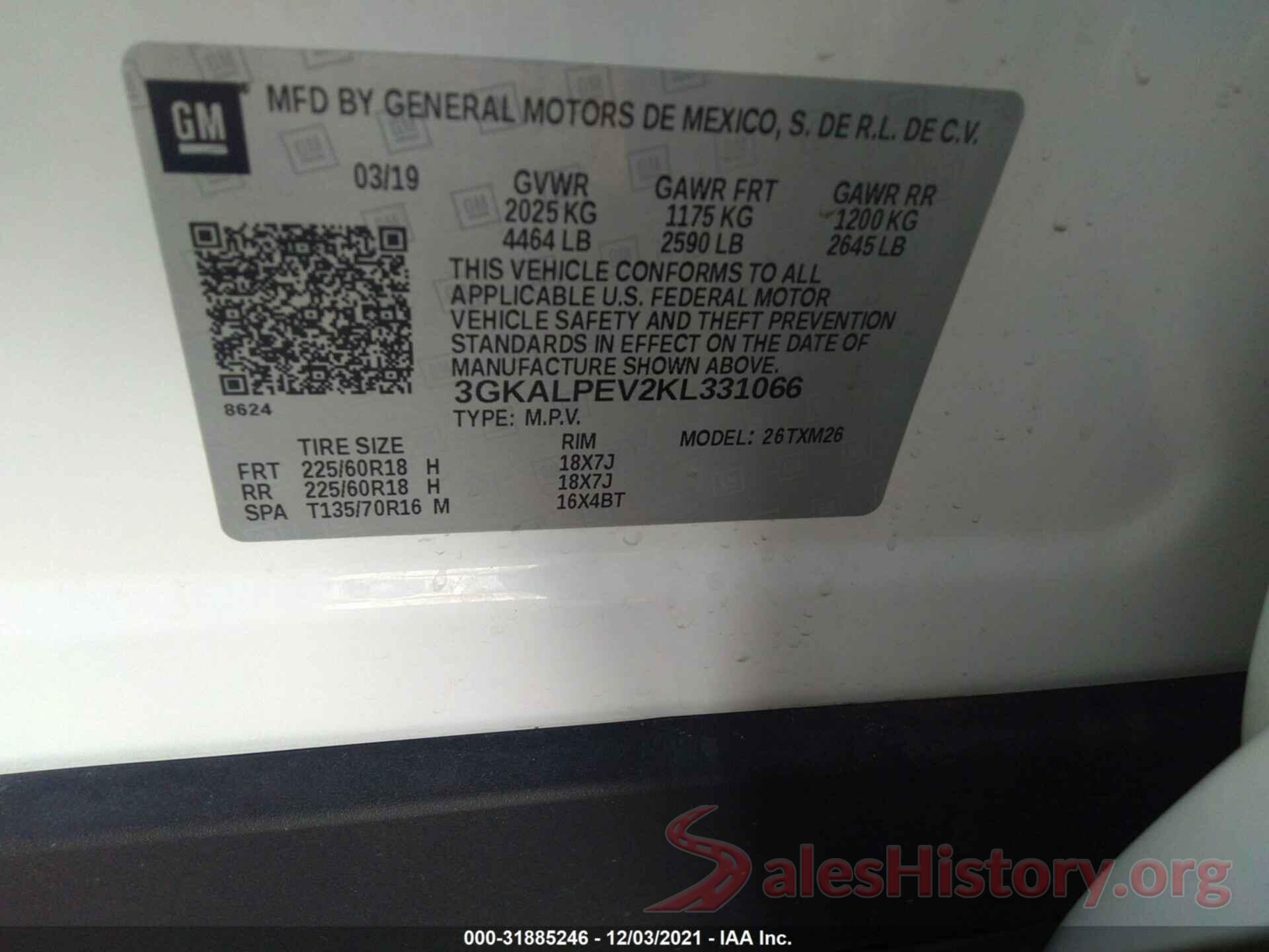 3GKALPEV2KL331066 2019 GMC TERRAIN