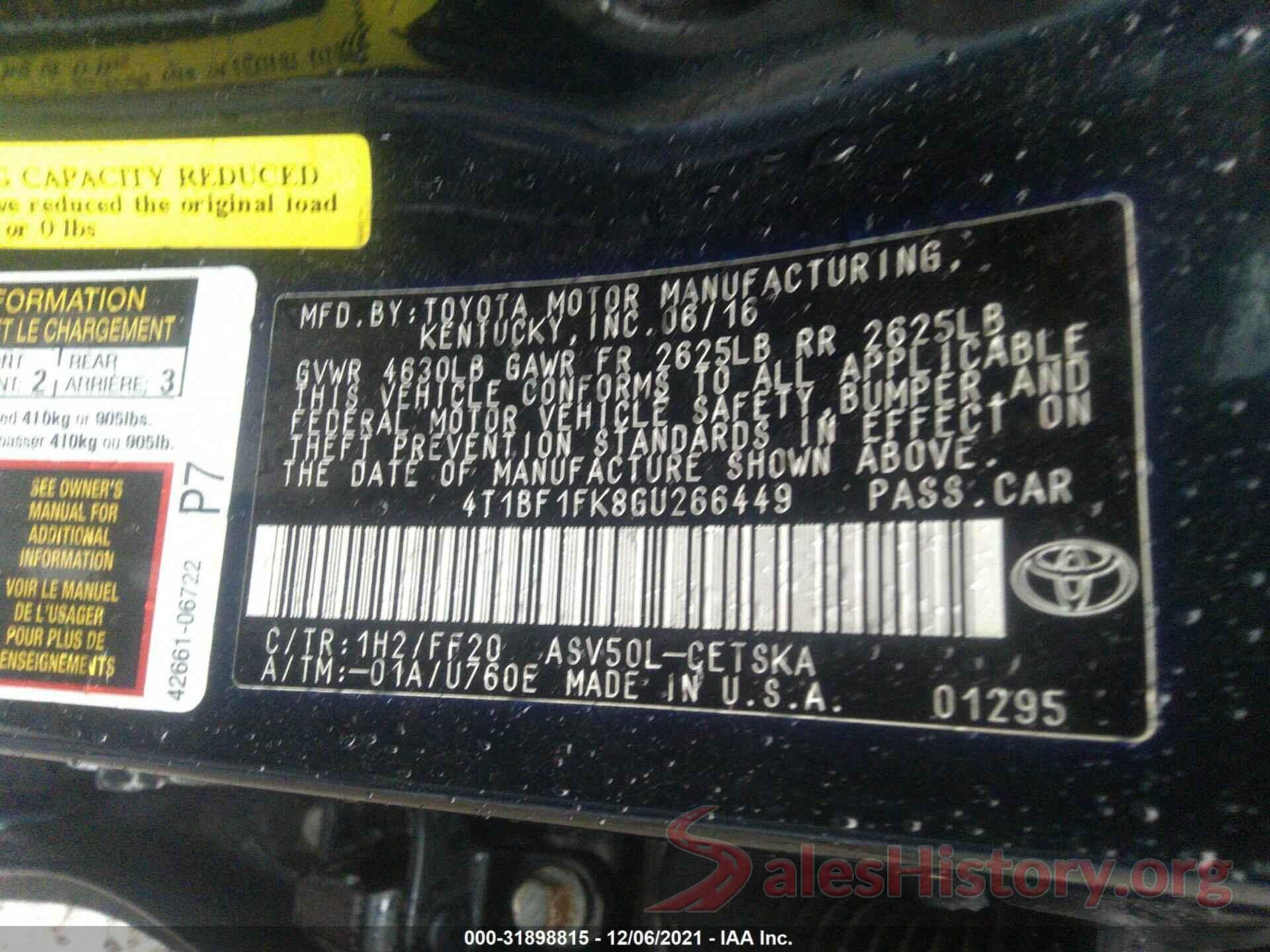 4T1BF1FK8GU266449 2016 TOYOTA CAMRY