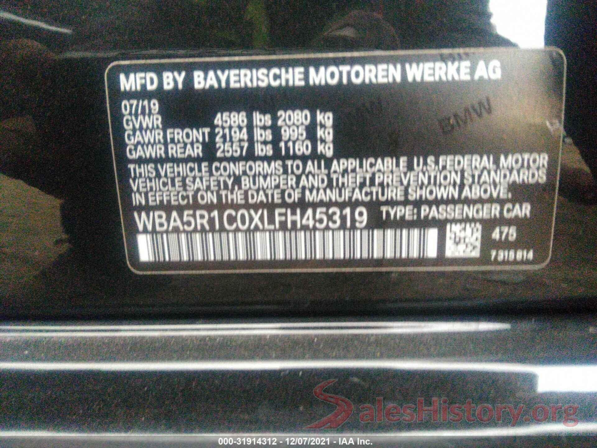 WBA5R1C0XLFH45319 2020 BMW 3 SERIES