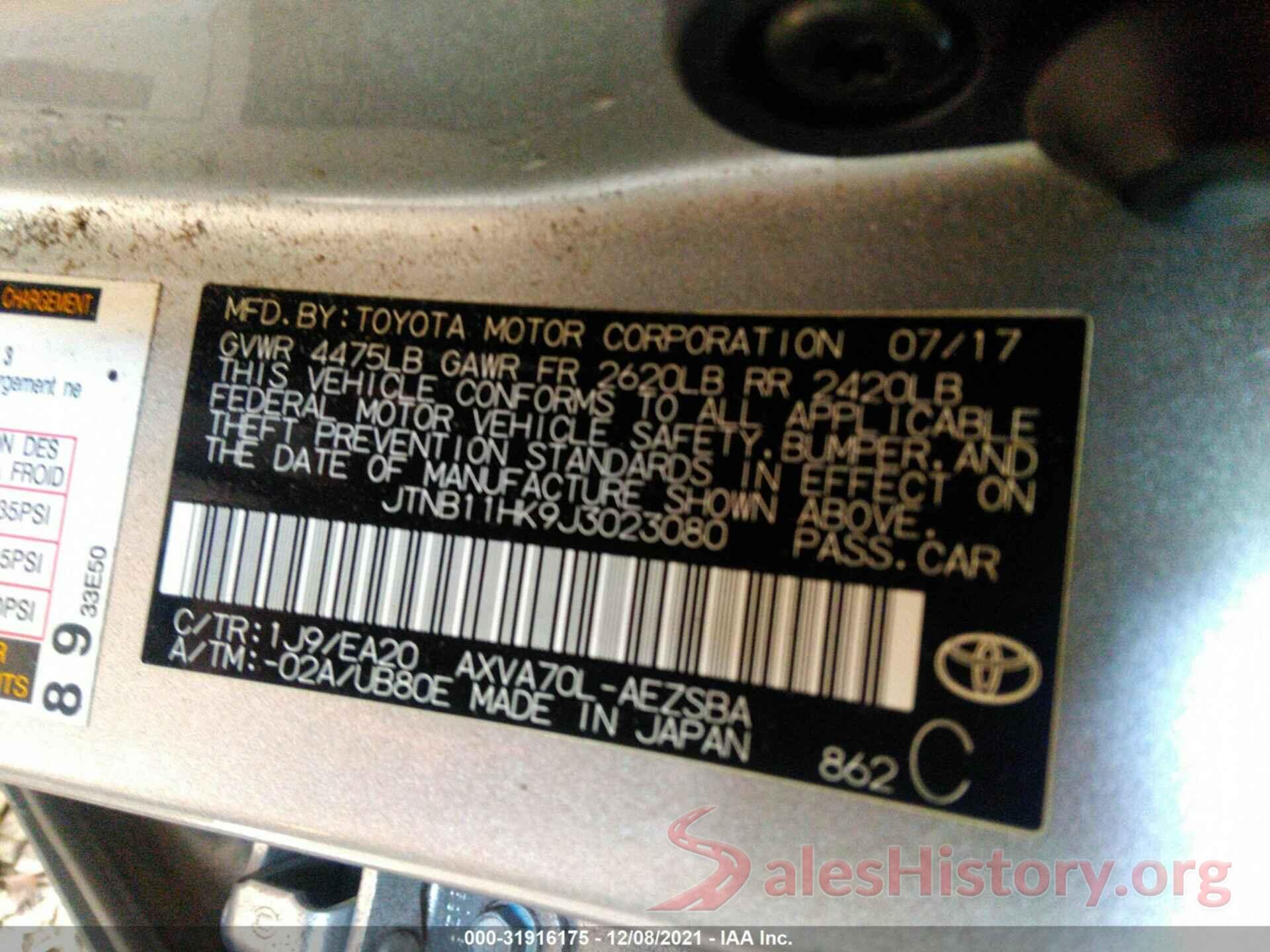 JTNB11HK9J3023080 2018 TOYOTA CAMRY