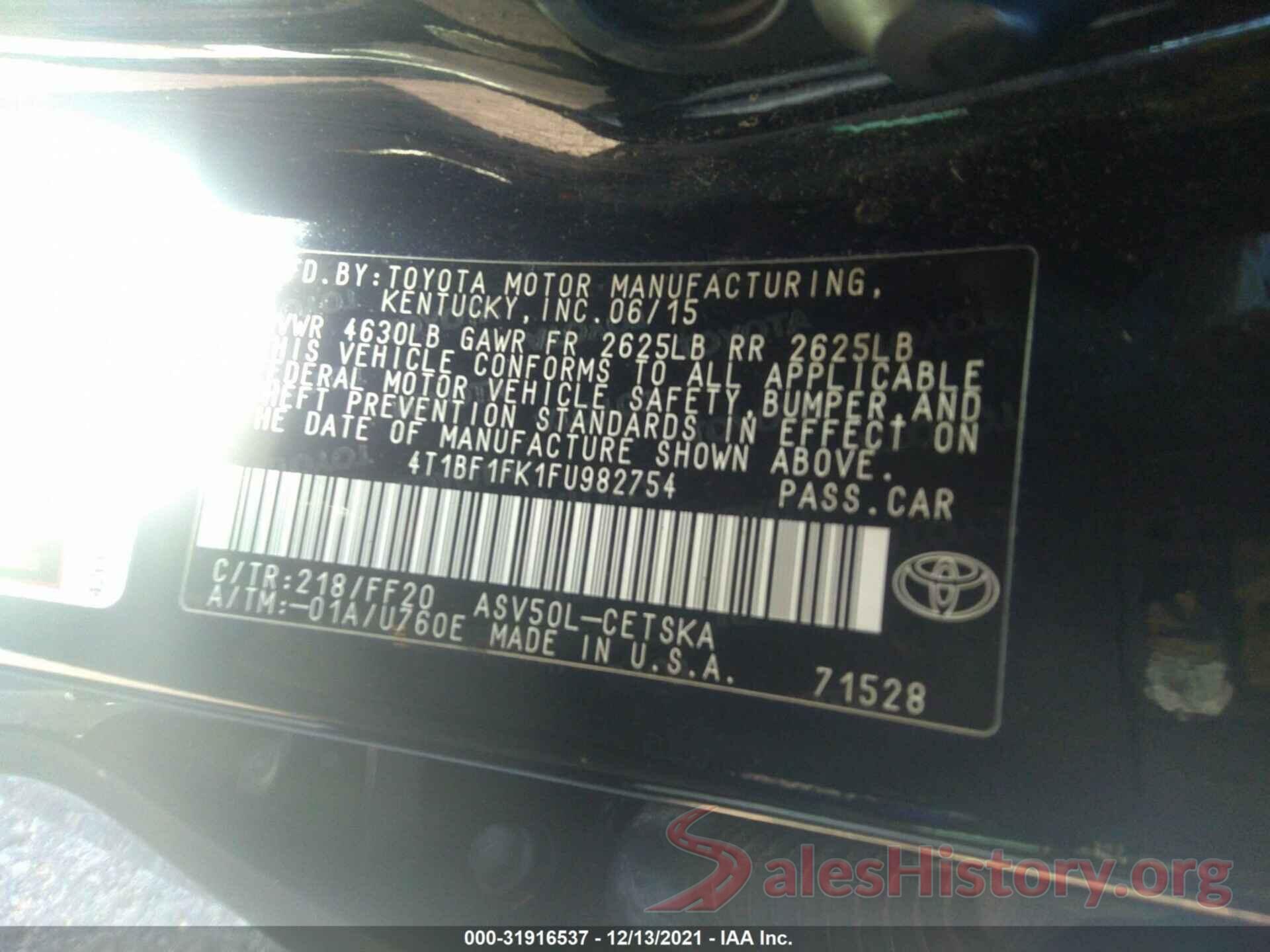 4T1BF1FK1FU982754 2015 TOYOTA CAMRY