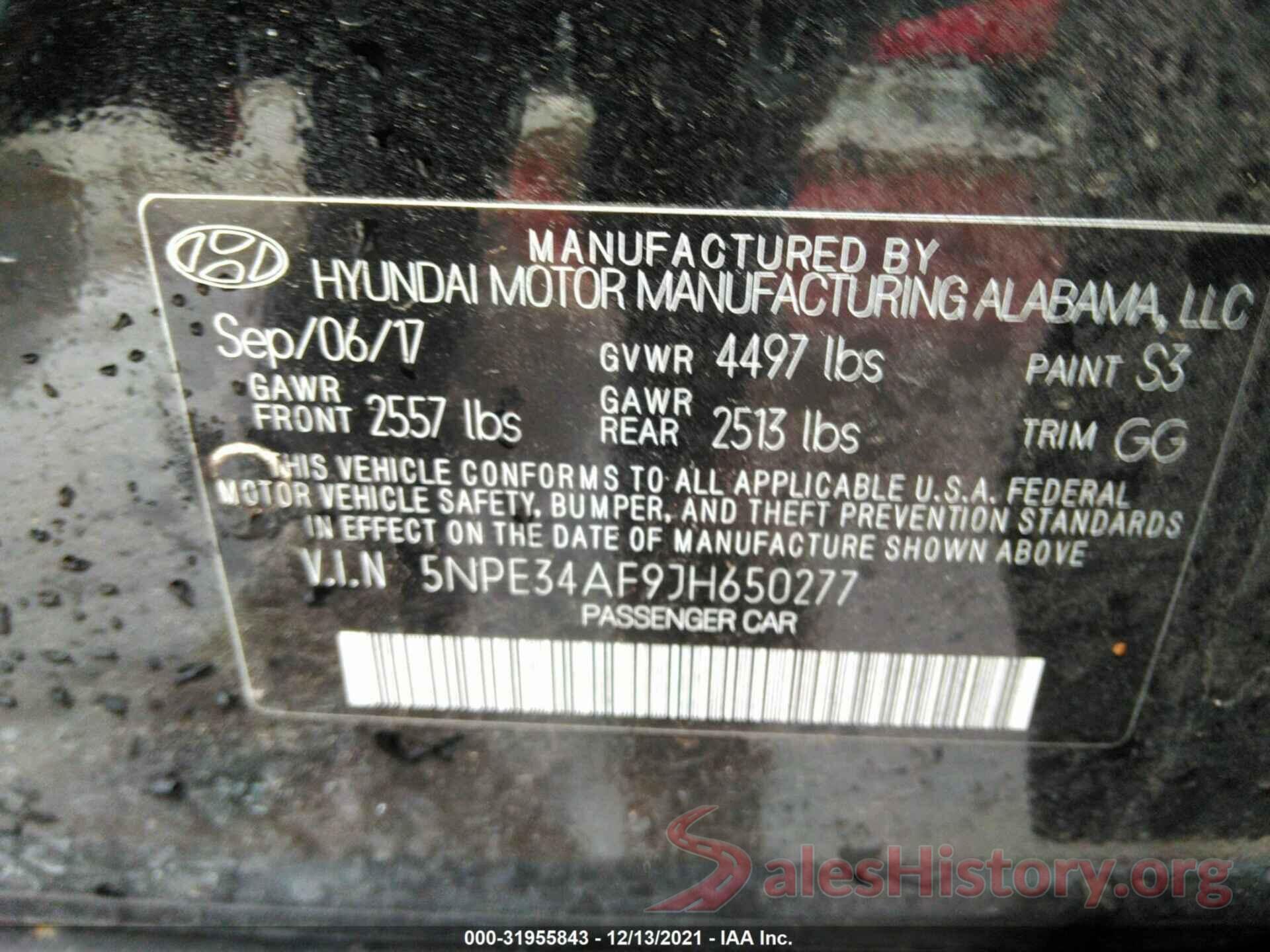 5NPE34AF9JH650277 2018 HYUNDAI SONATA