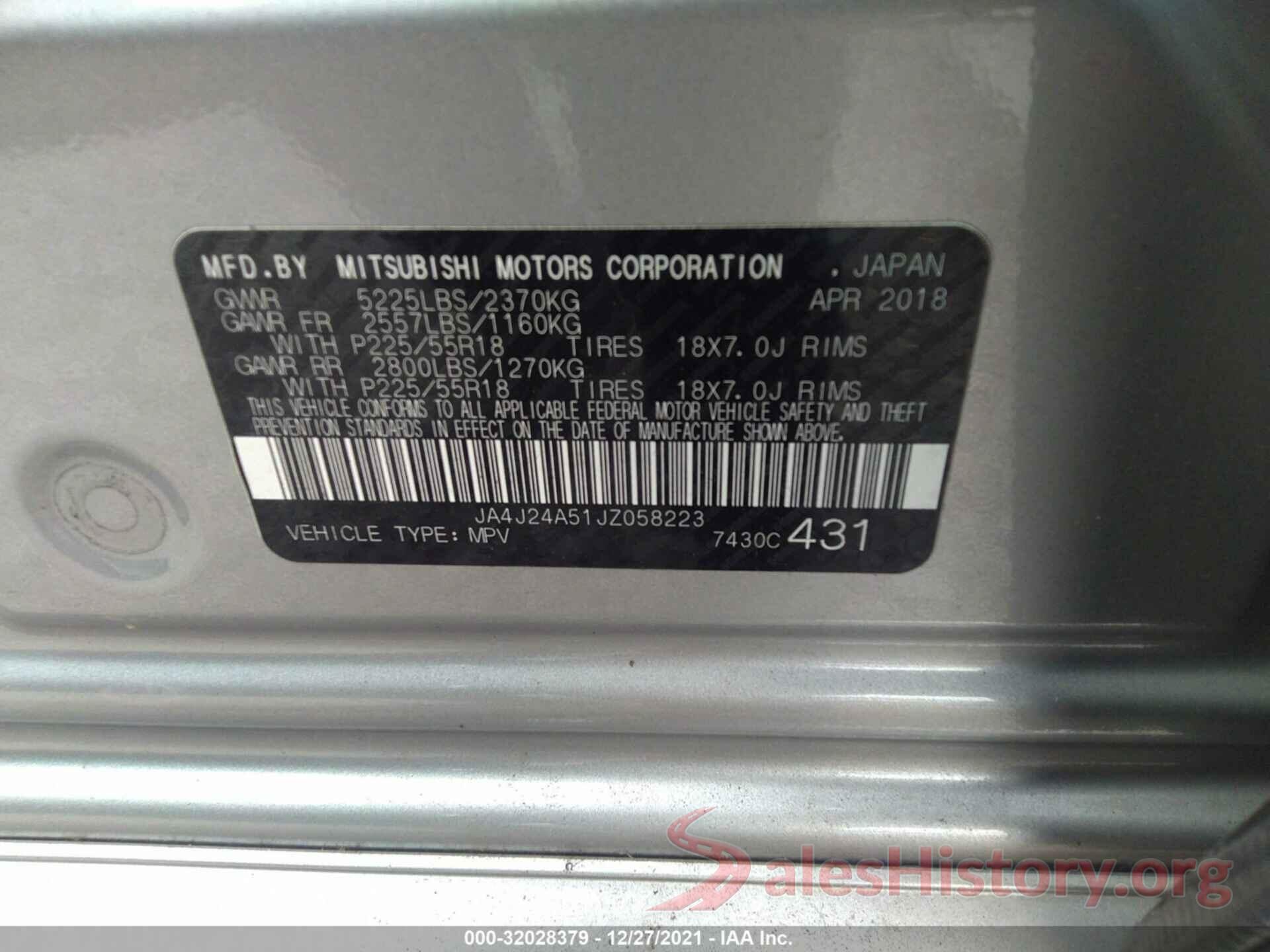 JA4J24A51JZ058223 2018 MITSUBISHI OUTLANDER PHEV