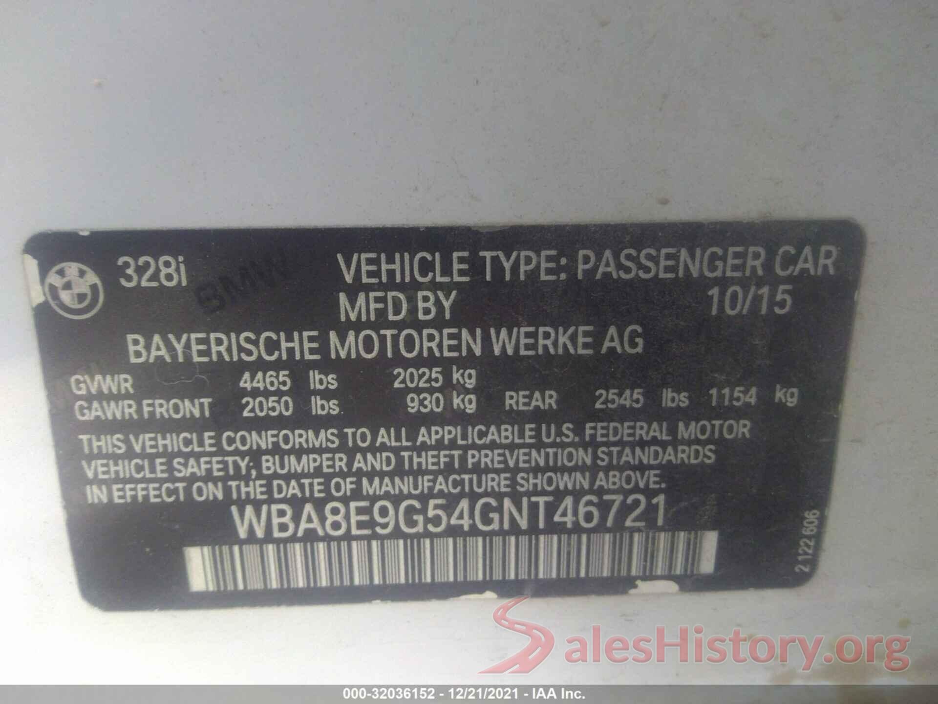 WBA8E9G54GNT46721 2016 BMW 3 SERIES