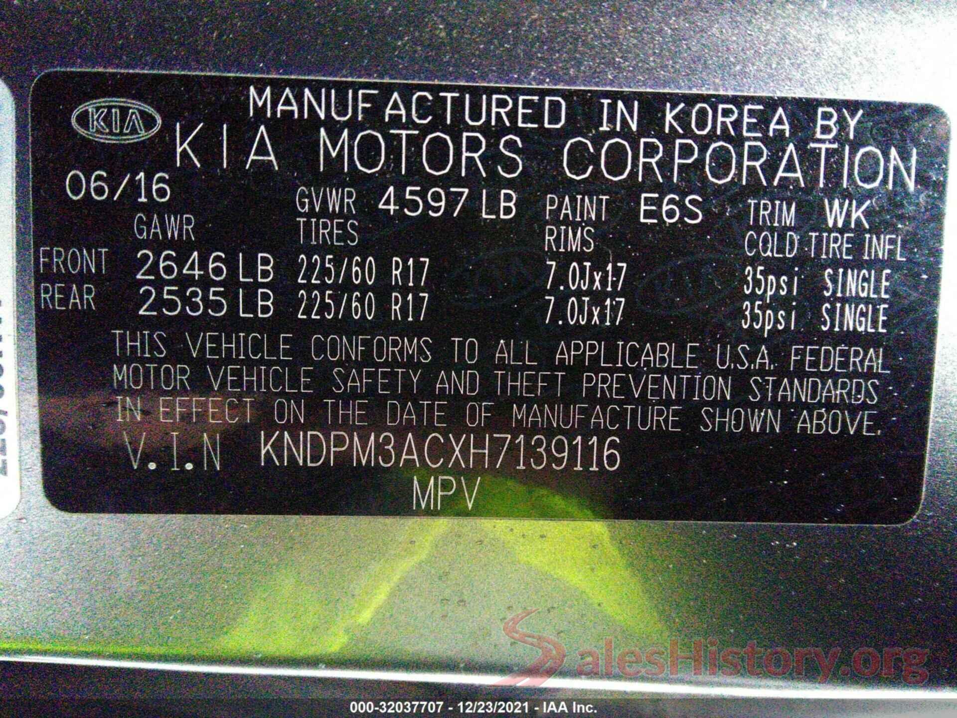 KNDPM3ACXH7139116 2017 KIA SPORTAGE