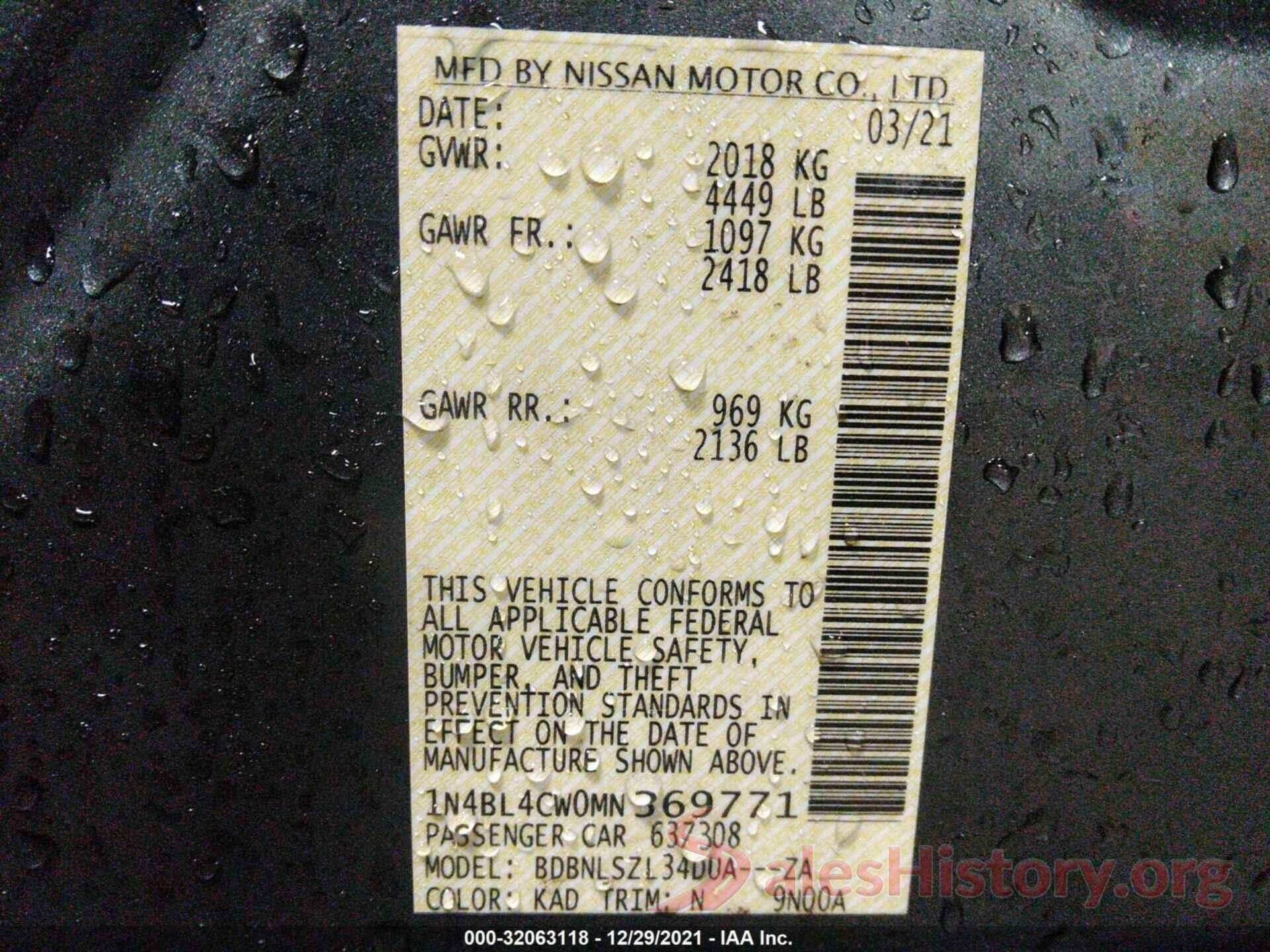 1N4BL4CW0MN369771 2021 NISSAN ALTIMA