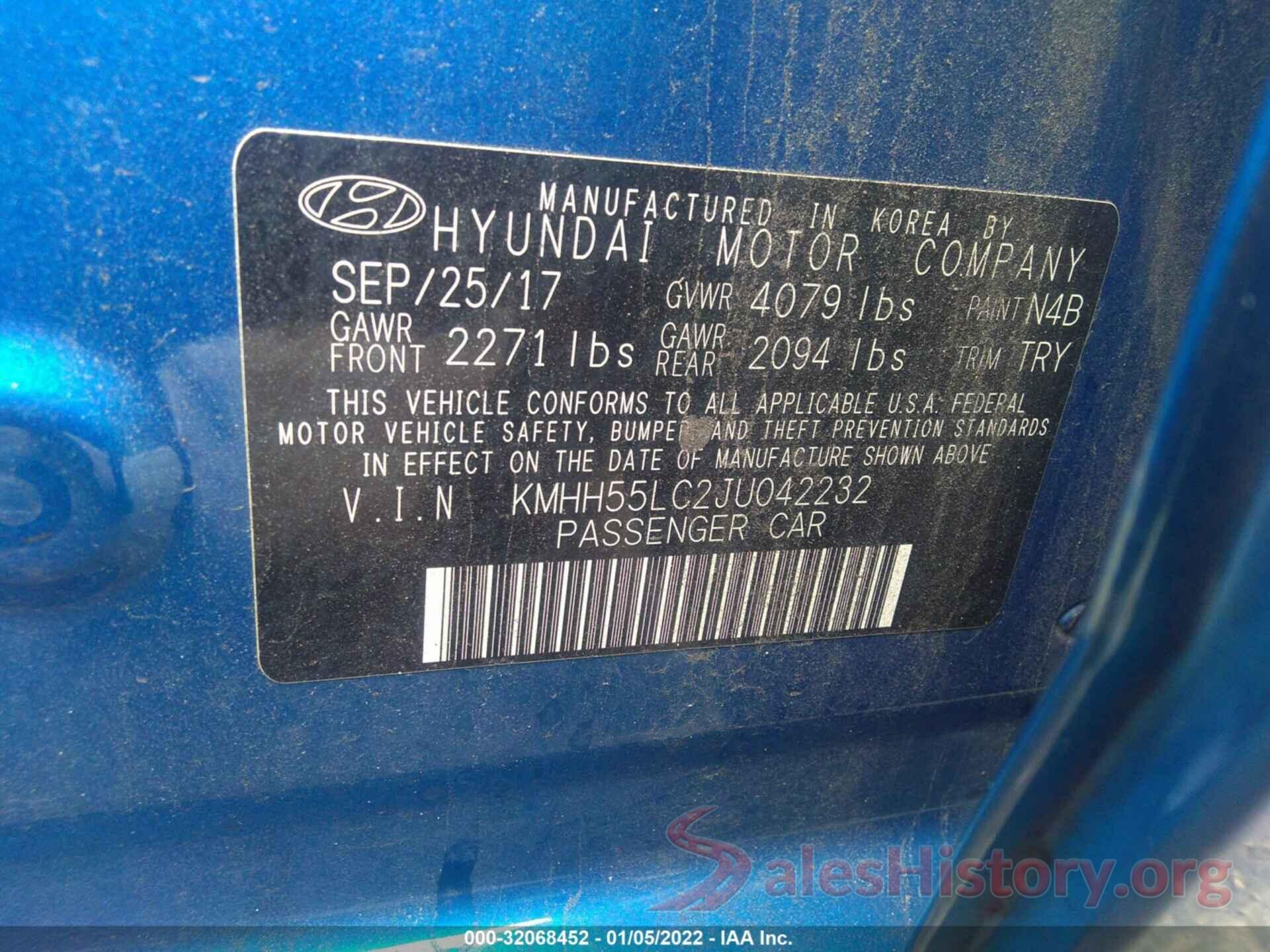 KMHH55LC2JU042232 2018 HYUNDAI ELANTRA GT