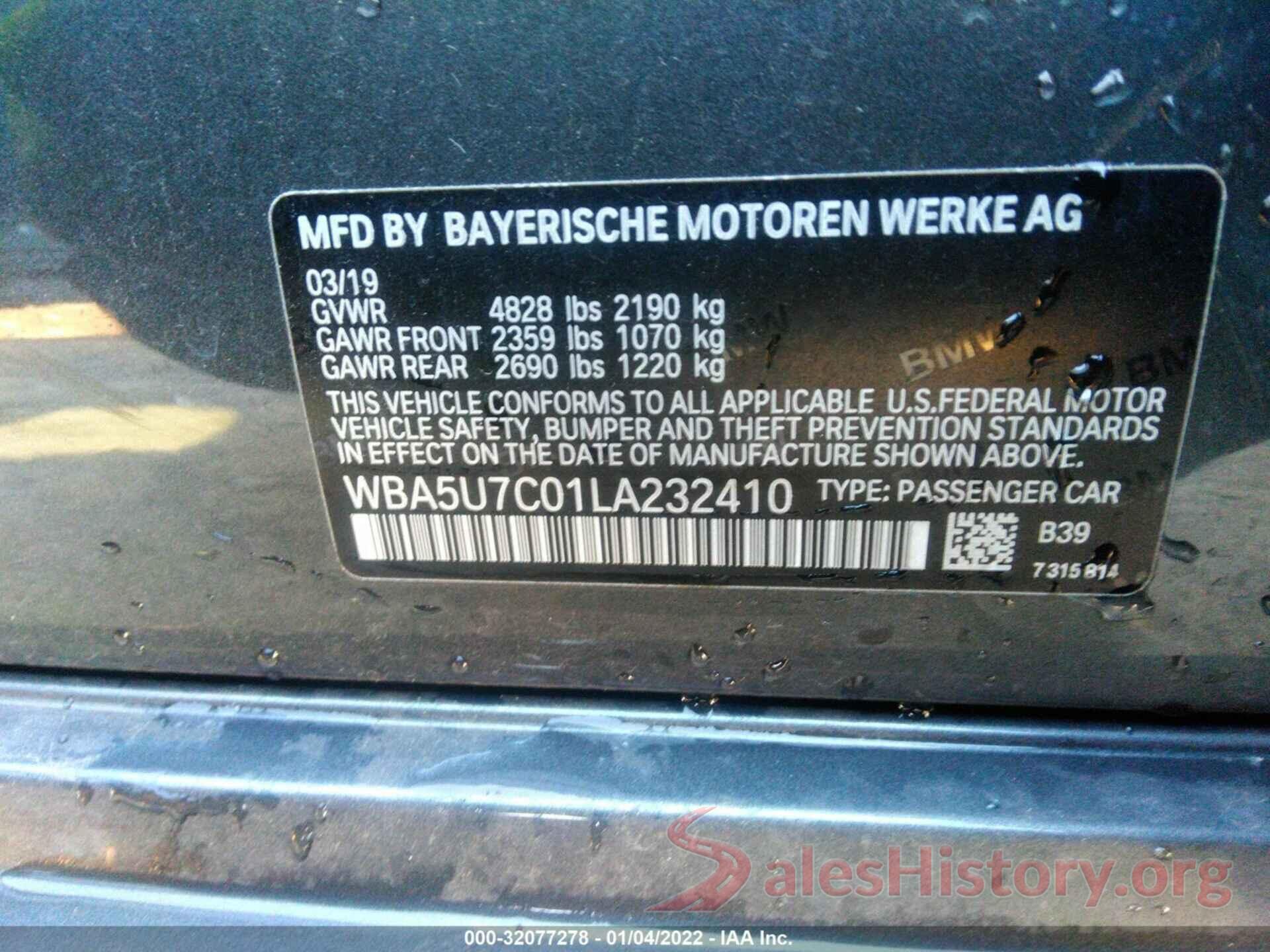 WBA5U7C01LA232410 2020 BMW 3 SERIES