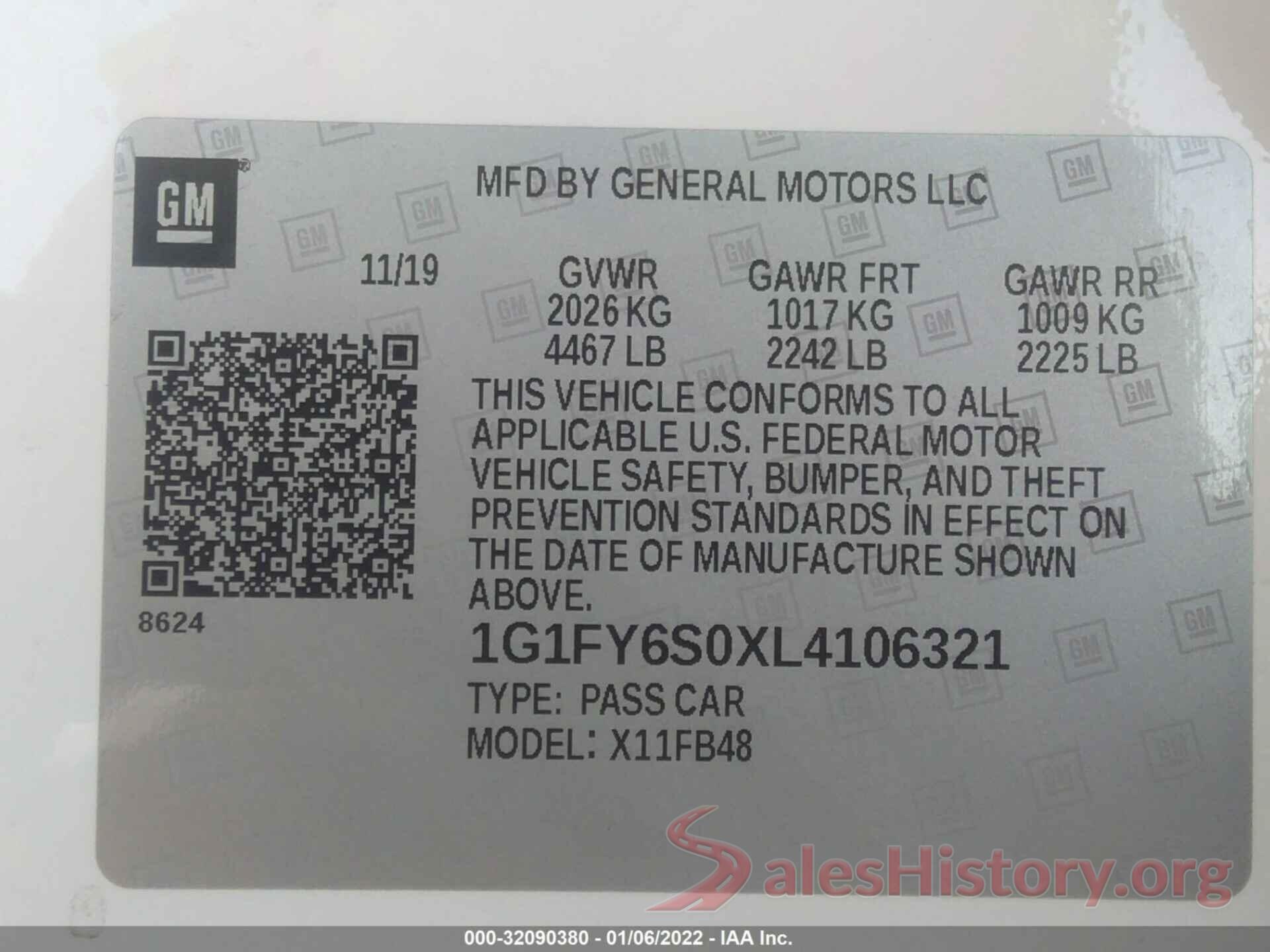 1G1FY6S0XL4106321 2020 CHEVROLET BOLT EV