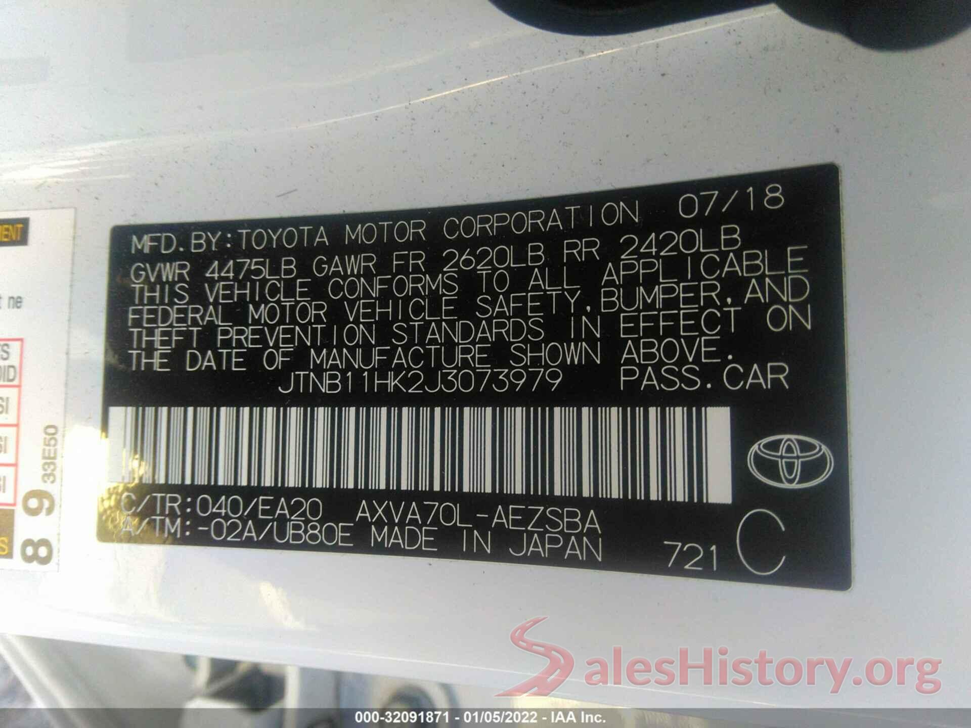 JTNB11HK2J3073979 2018 TOYOTA CAMRY