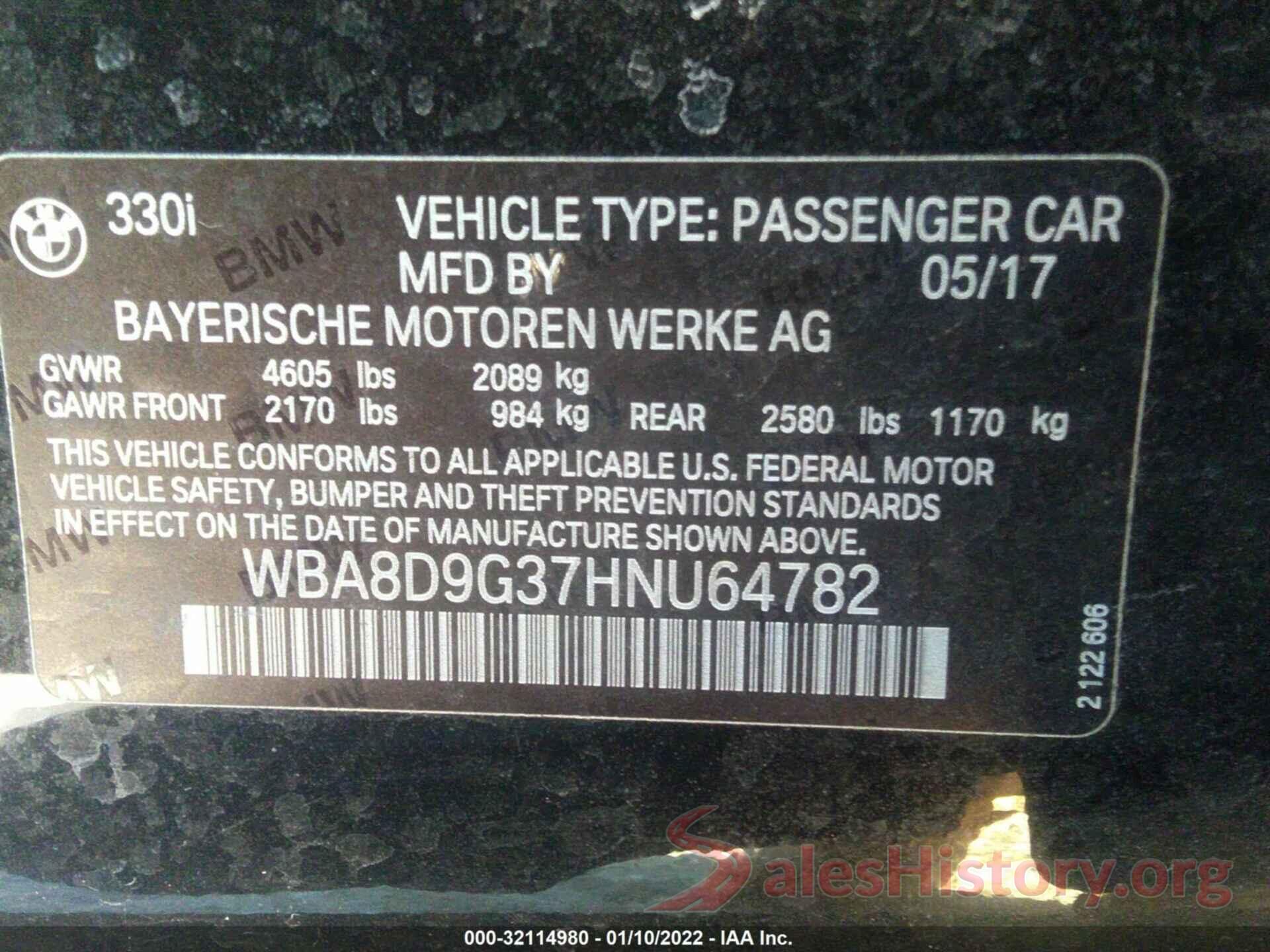 WBA8D9G37HNU64782 2017 BMW 3 SERIES