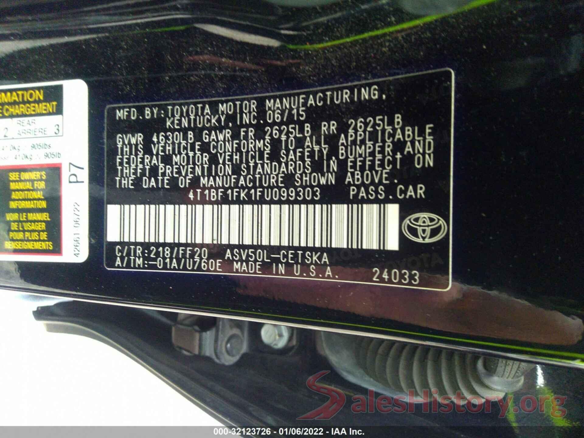 4T1BF1FK1FU099303 2015 TOYOTA CAMRY