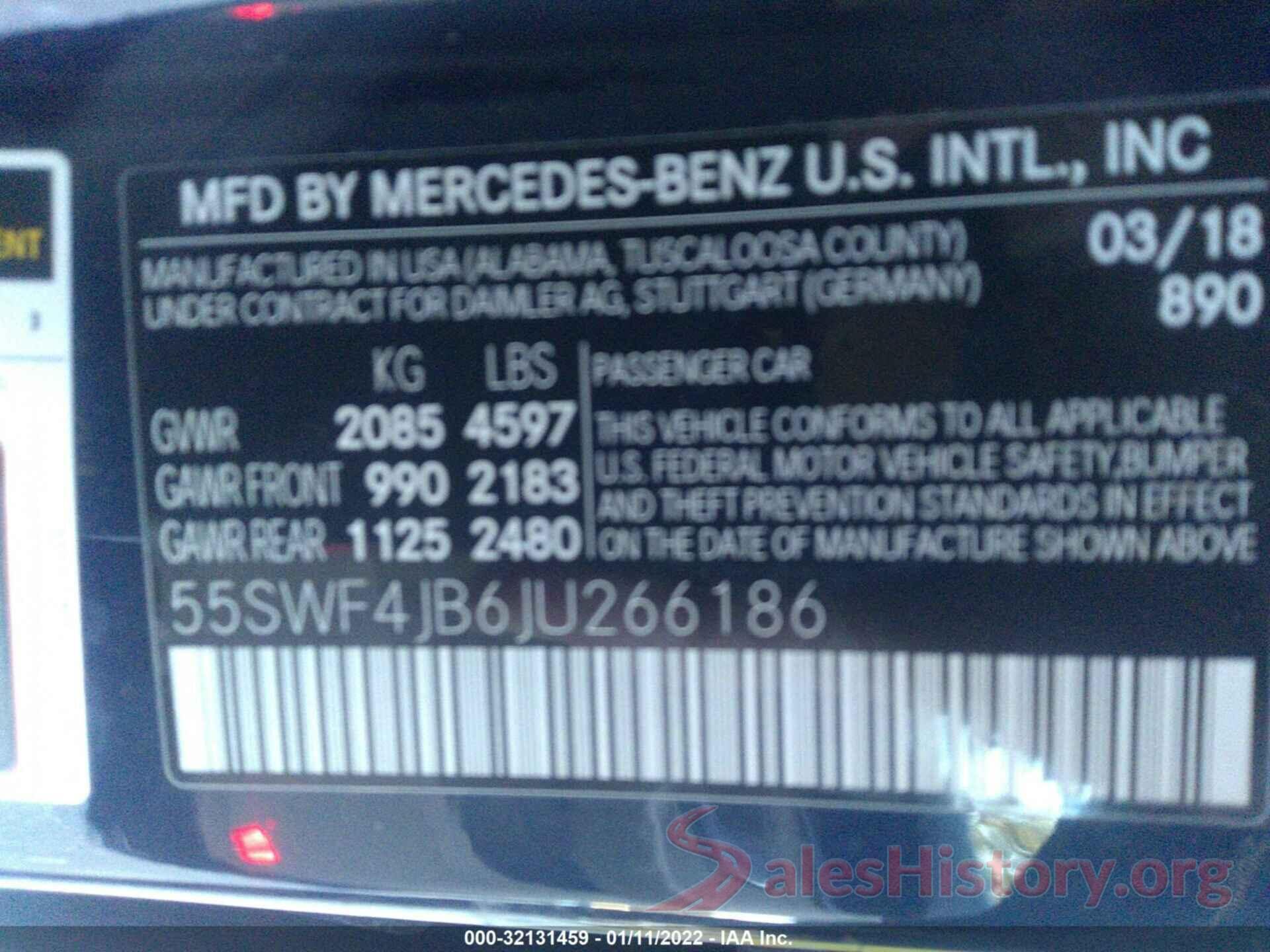 55SWF4JB6JU266186 2018 MERCEDES-BENZ C-CLASS