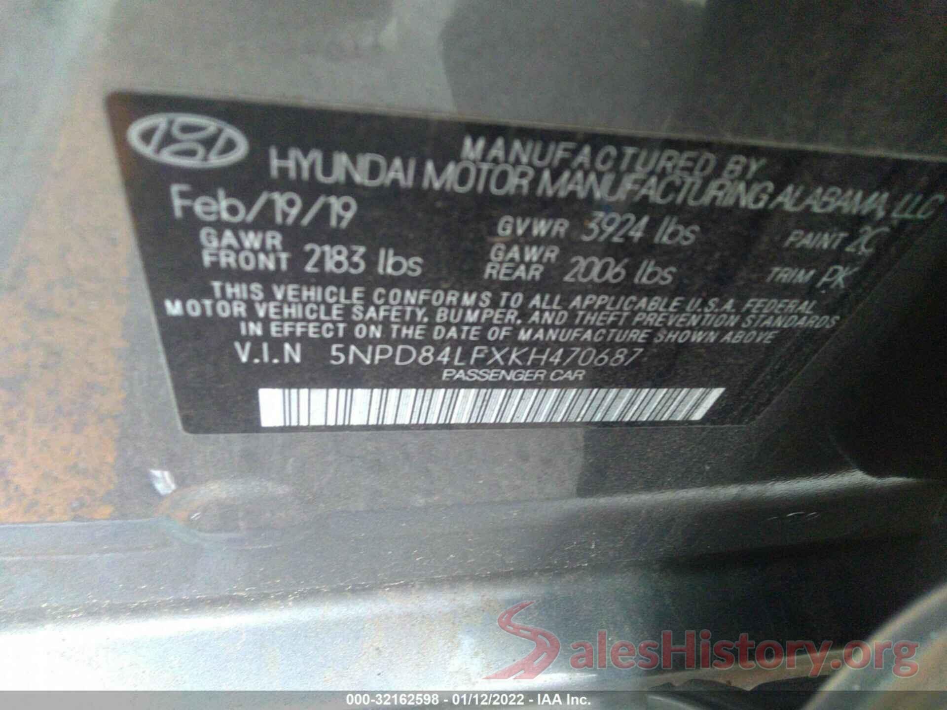 5NPD84LFXKH470687 2019 HYUNDAI ELANTRA