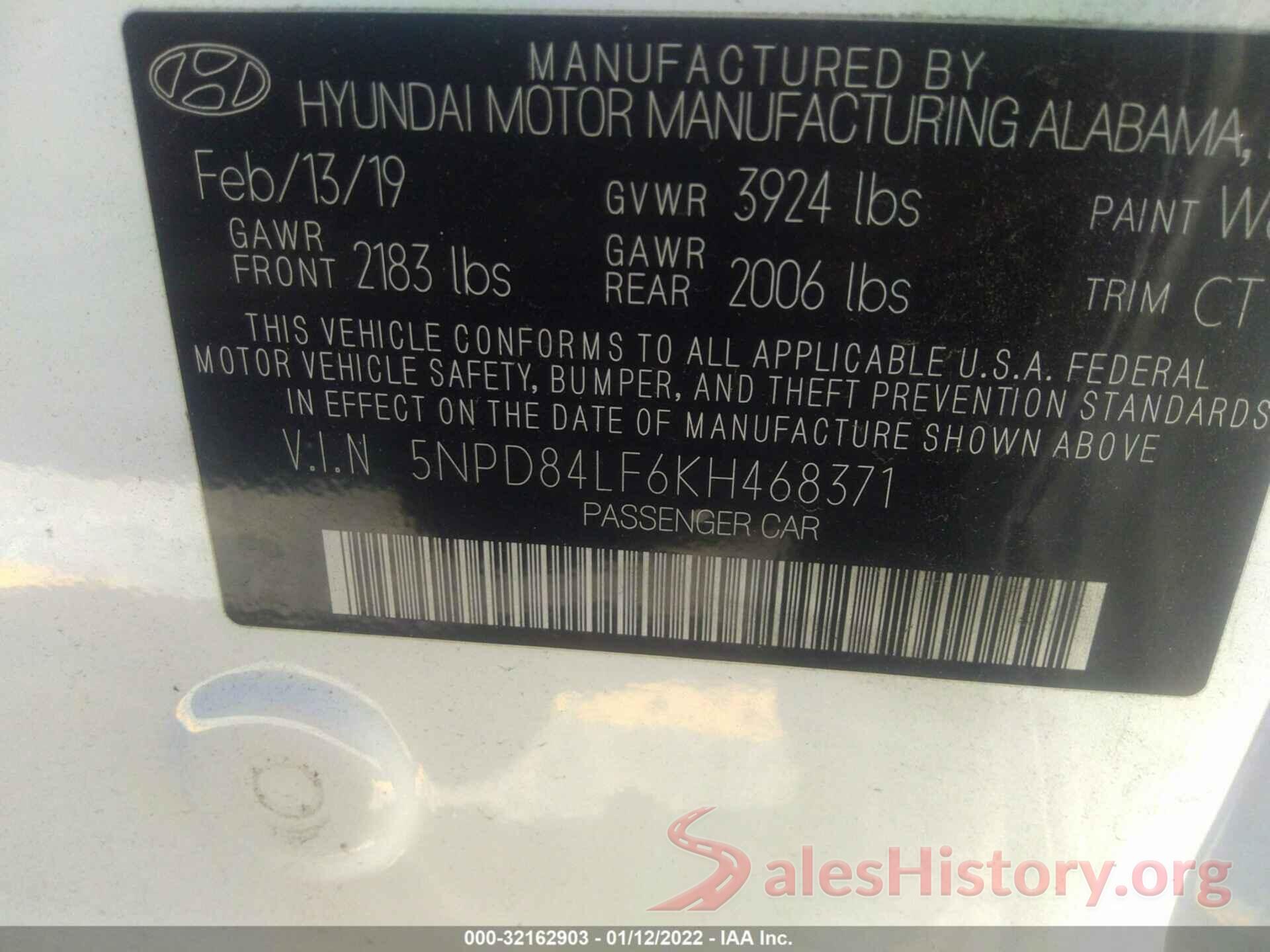 5NPD84LF6KH468371 2019 HYUNDAI ELANTRA